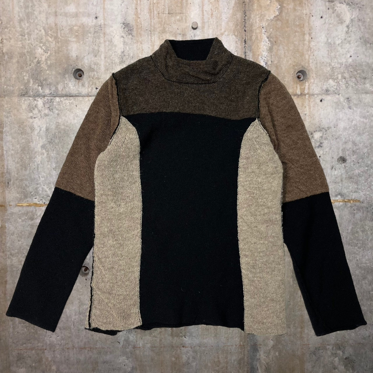 COMME des GARCONS(コムデギャルソン) 98AW wool mohair mock neck knit pullover/ウールモヘヤモックネックニットプルオーバー/90年代/ヴィンテージ GN-040340 SIZE表記なし(FREE) ブラウン×ブラック×ベージュ AD1998