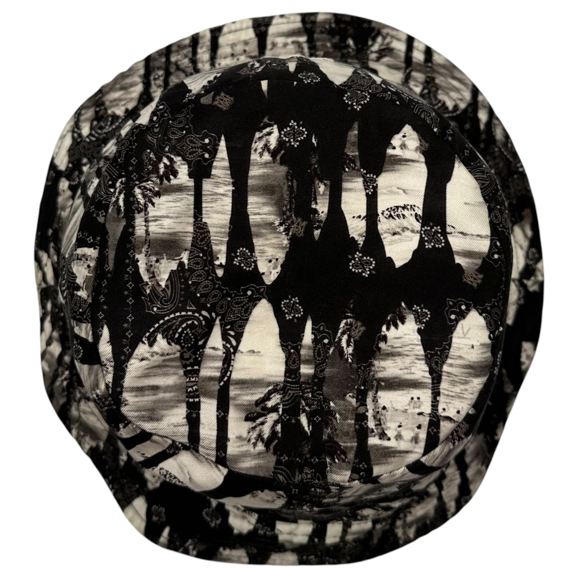 AMIRI(アミリ) BANDANA REVERSIBLE BUCKET HAT バンダナ リバーシブル バケット ハット グレー×ブラック シルク