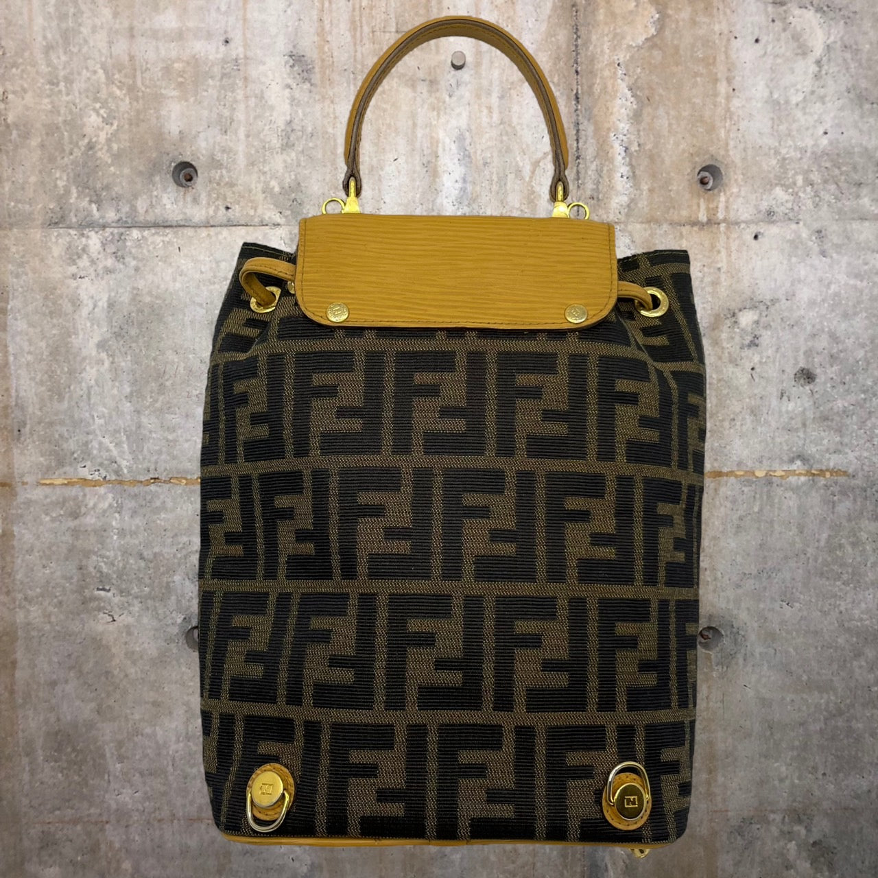 FENDI(フェンディ) ズッカ柄ハンドバッグ 091475306 ブラウン ストラップ欠品