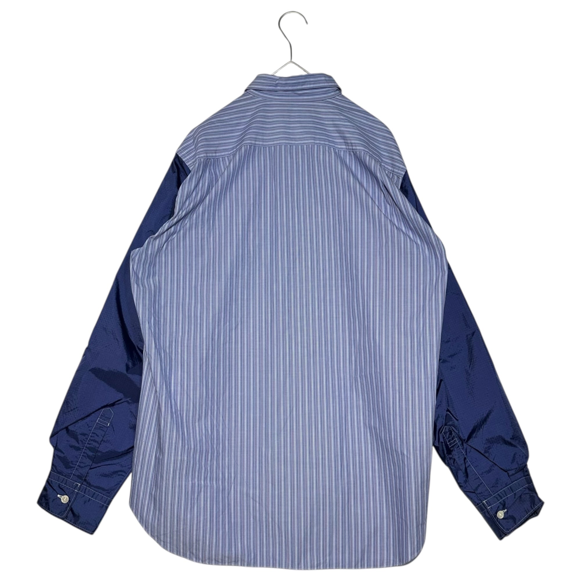 COMME des GARCONS HOMME(コムデギャルソンオム) 05SS Sleeve Nylon Switched Regular Collar L/S Shirt 袖 ナイロン切替 レギュラーカラー 長袖 シャツ HO-B006 M ライトブルー×ブルー AD2004 渡辺淳弥デザインシーズン JUNYA