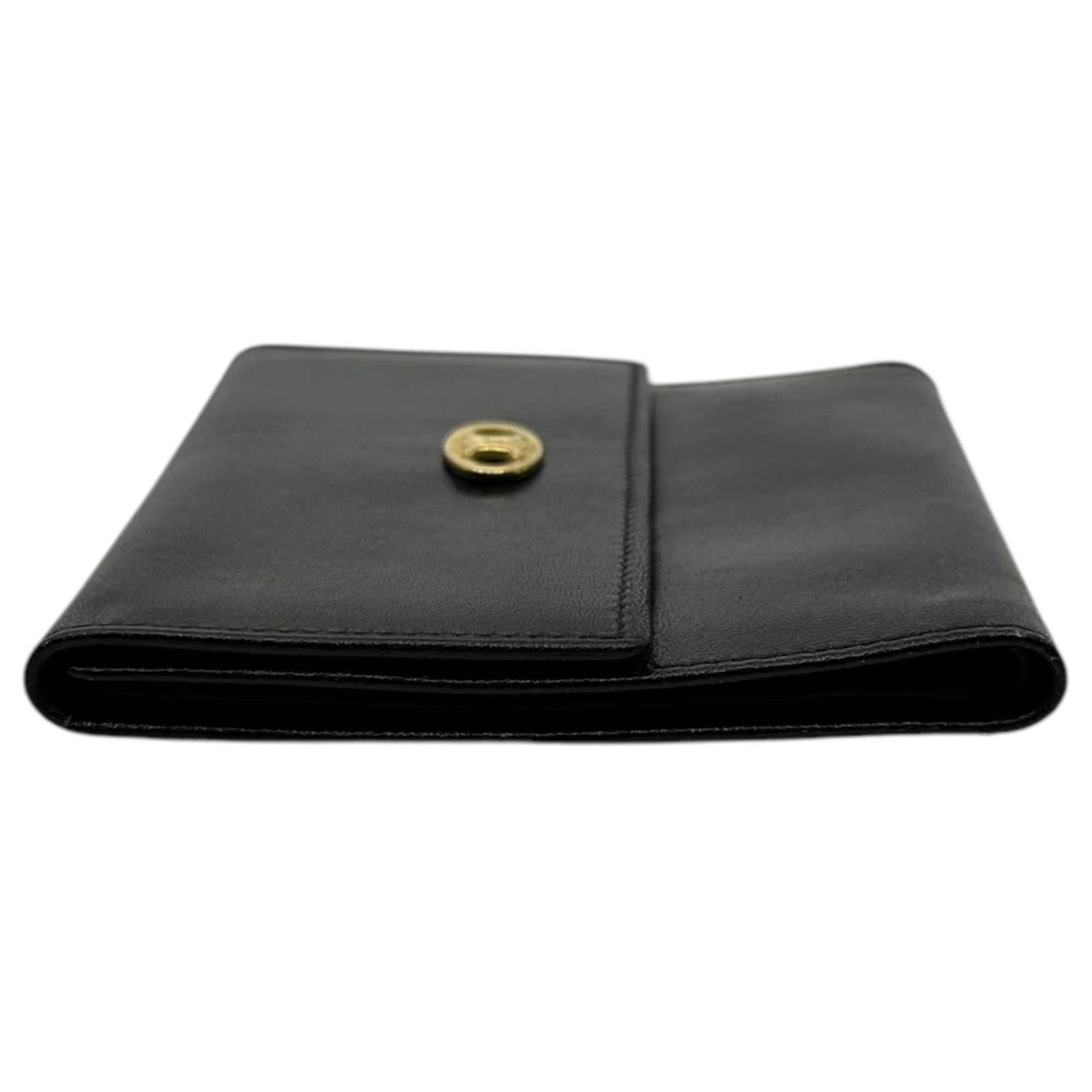 CELINE(セリーヌ) Vintage Trionf logo leather wallet ヴィンテージ トリオンフ ロゴ 金具 レザー 3つ折り 財布 M02 ブラック コンパクト ミニ OLD