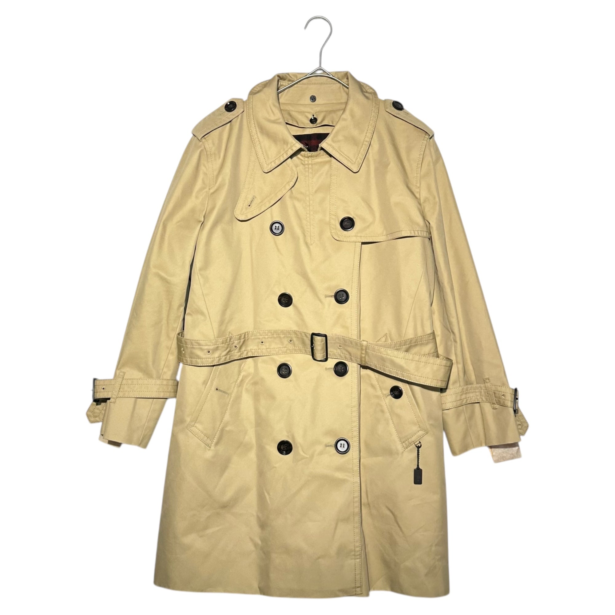 COACH(コーチ) Fur trench coat with liner ライナー付 ラムファー トレンチ コート F76255 L ベージュ チェック