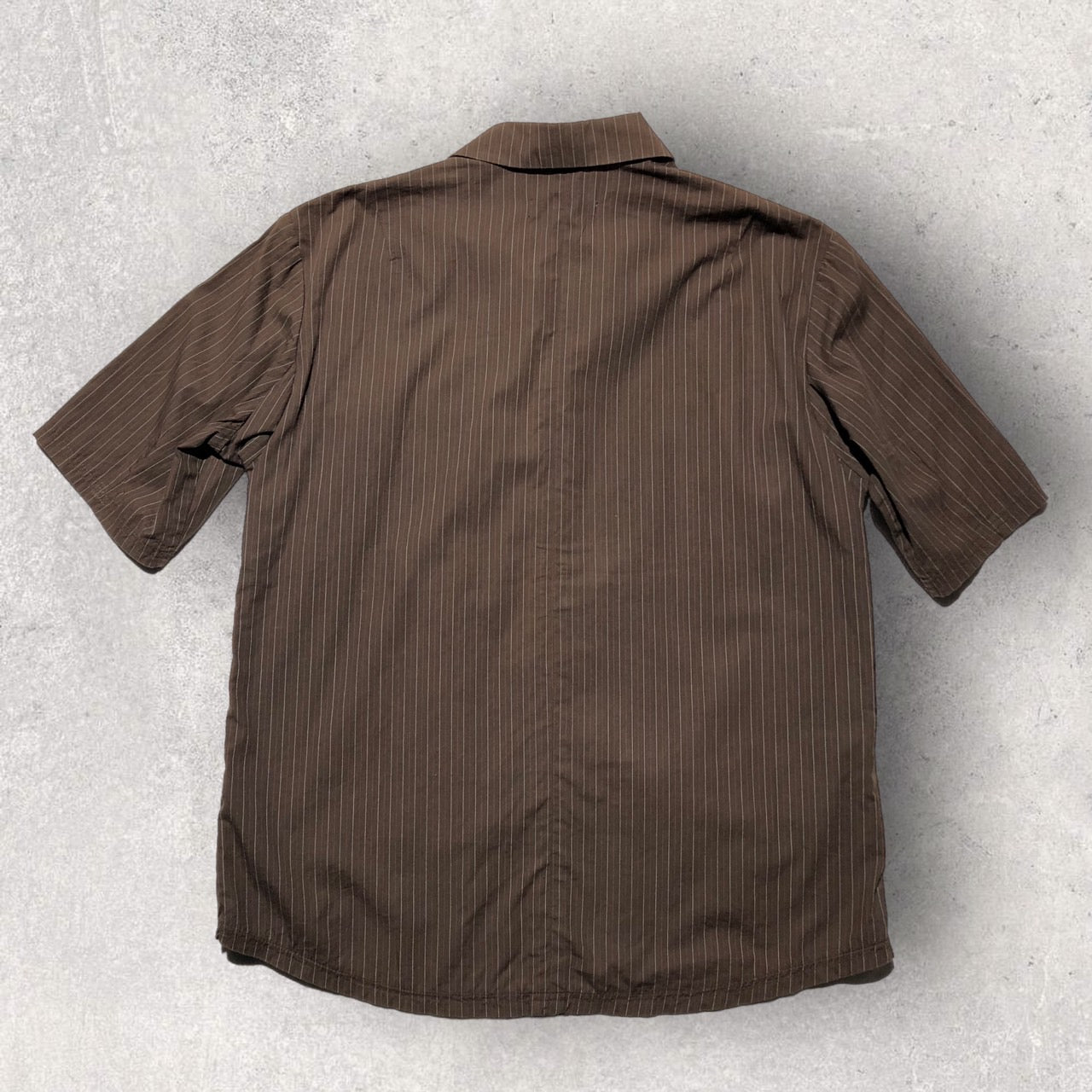 NUMBER (N)INE(ナンバーナイン) 90’s S/S zip pocket striped shirt 半袖 ジップ ポケット ストライプ シャツ S(Mサイズ程度) ブラウン 初期青タグ 90年代