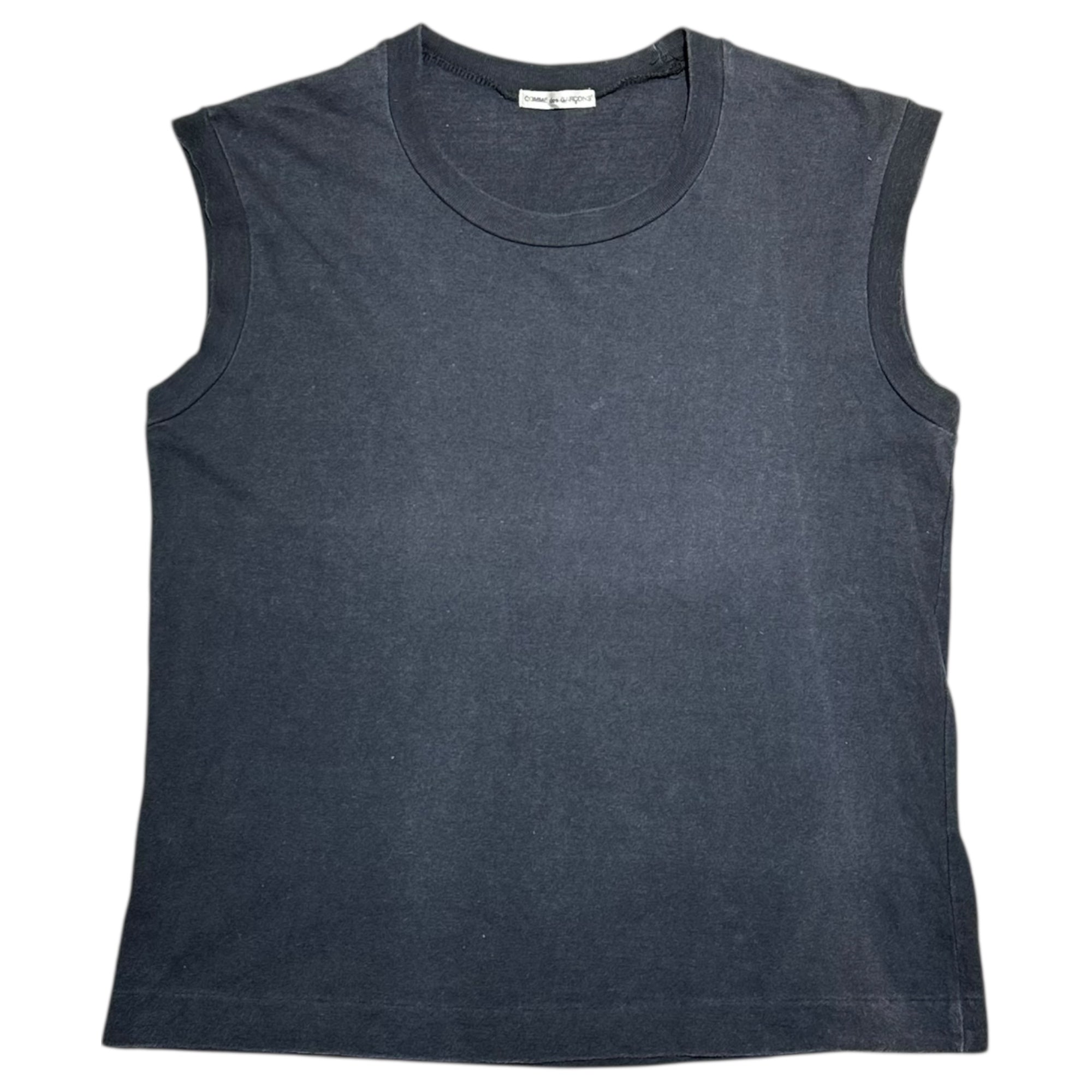 COMME des GARCONS(コムデギャルソン) 70s~80s Back Logo Sleeveless T-Shirt 70年~80年代 バックロゴ ノースリーブ Tシャツ AD表記無 FREE ブラック×ゴールド 川久保玲 本人期 最初期タグ