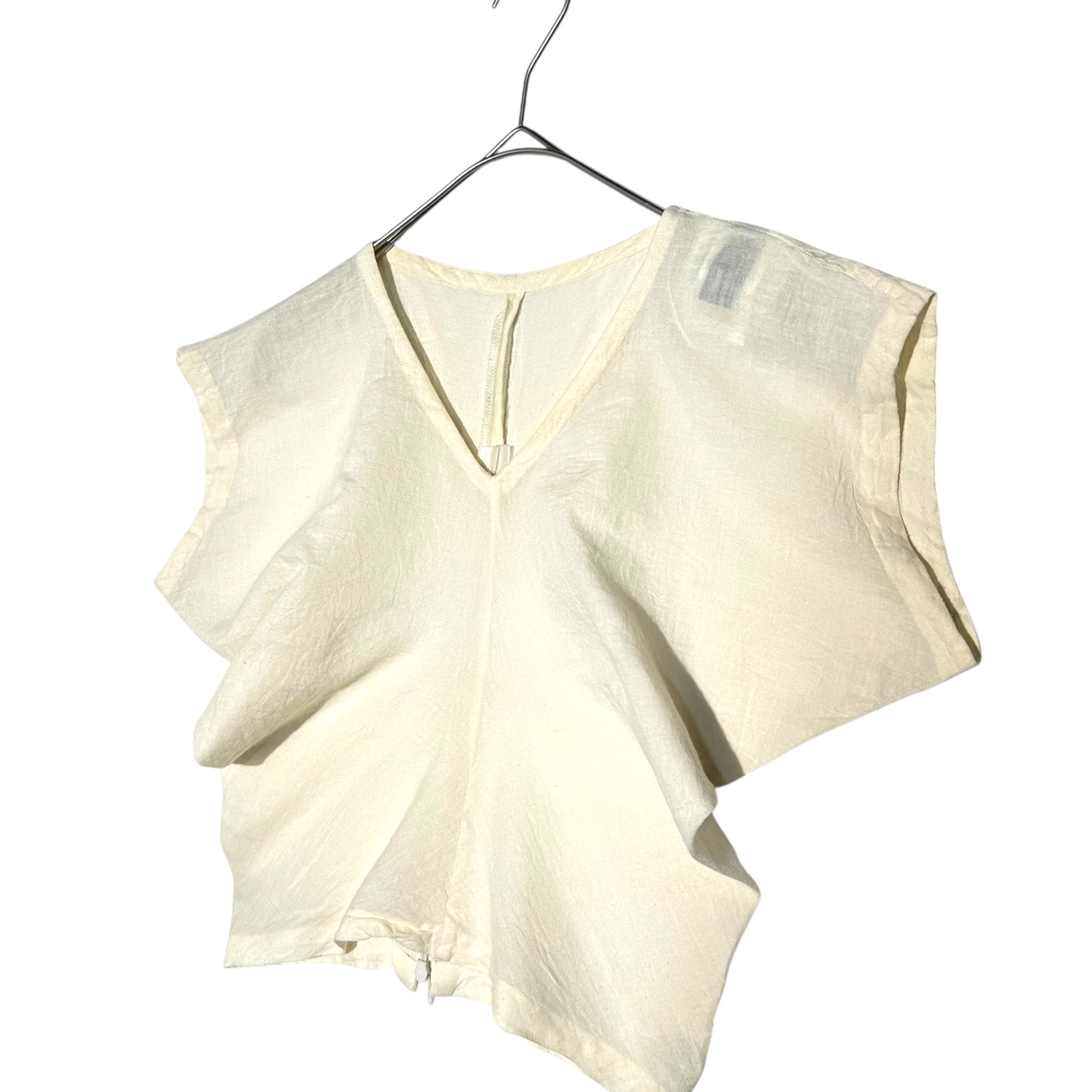 COMME des GARCONS NOIR(コムデギャルソンノアール) 94SS S/S Cotton Short Length Blouse 半袖 コットン ショートレングス ブラウス AB10001S S アイボリー 90's 90年代 AD1993 アーカイブ