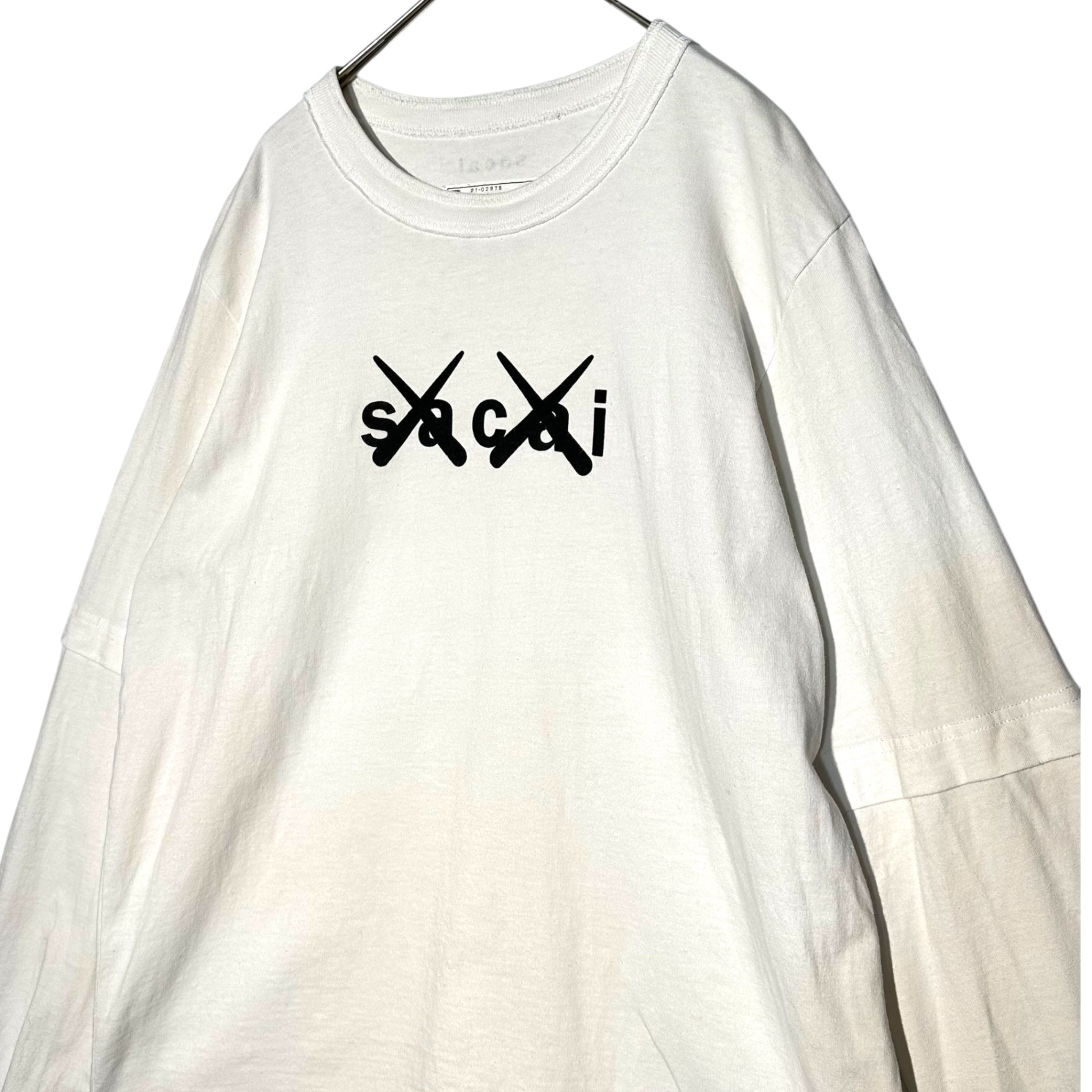 sacai×kaws(サカイ×カウズ) 21SS Long Sleeve T-Shirt ロゴ 長袖 レイヤード Tシャツ 21-0287S 3 ホワイト コラボ