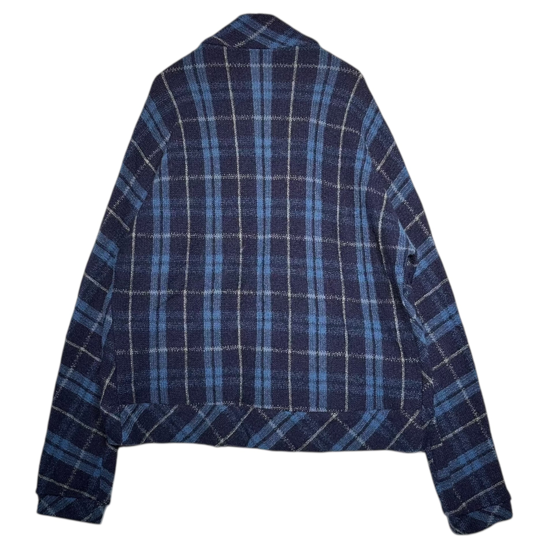 YOHJI YAMAMOTO+NOIR(ヨウジヤマモトプリュスノアール) Wool Angora Buttonless Jacket ウール アンゴラ ボタンレス ジャケット NN-T39-934 3 パープル×ブルー