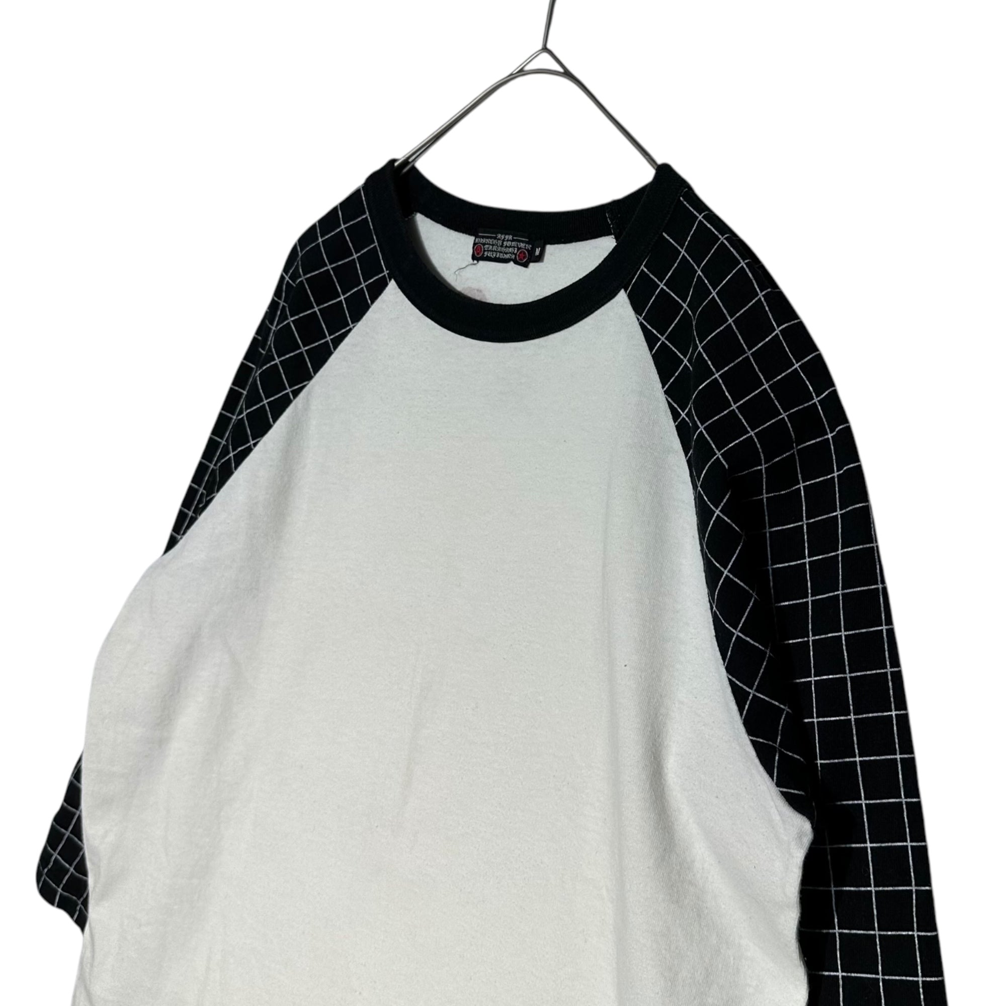 AFFA(エーエフエフエー) 90's Early spider check raglan cut and sew 初期 スパイダー チェック ラグラン カットソー AF745 M ホワイト×ブラック