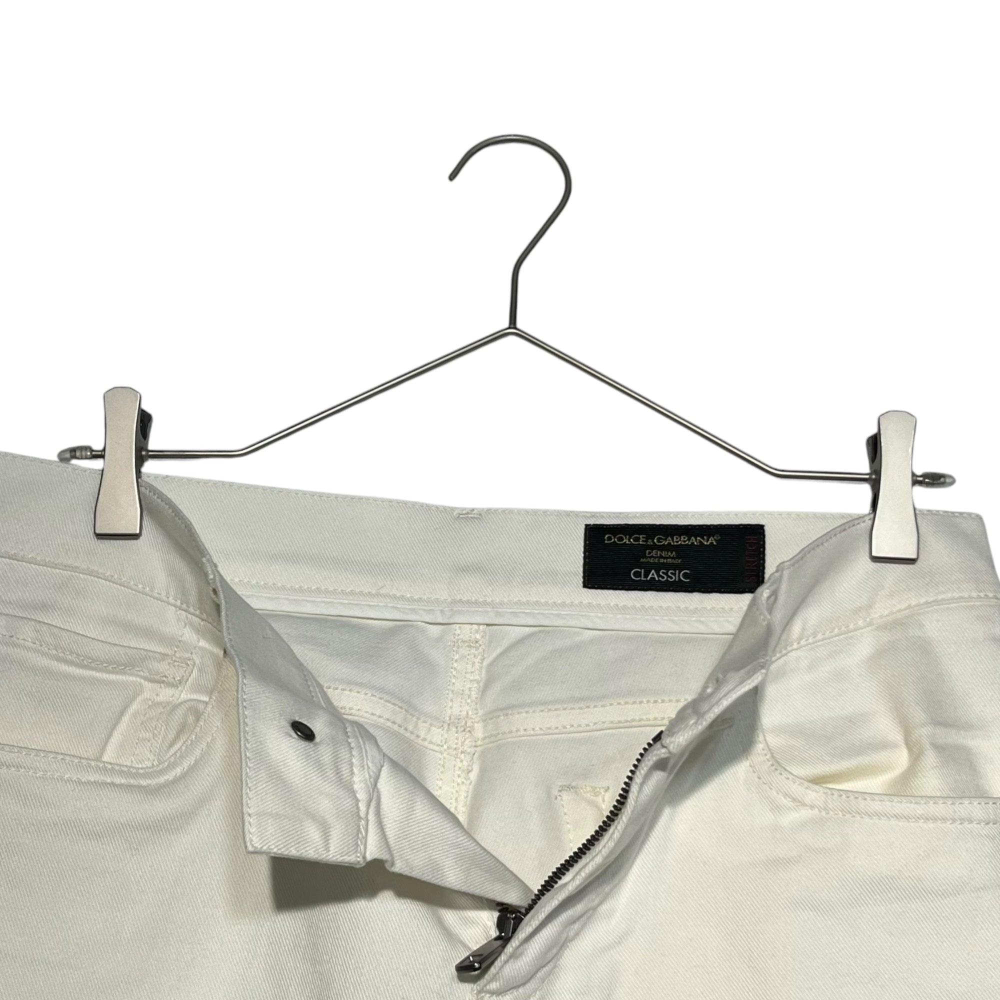 DOLCE&GABBANA(ドルチェ&ガッバーナドルガバ) white collar slim denim pants ホワイトカラー スリム デニム パンツ GY07LD G8V52 46(M程度) ホワイト