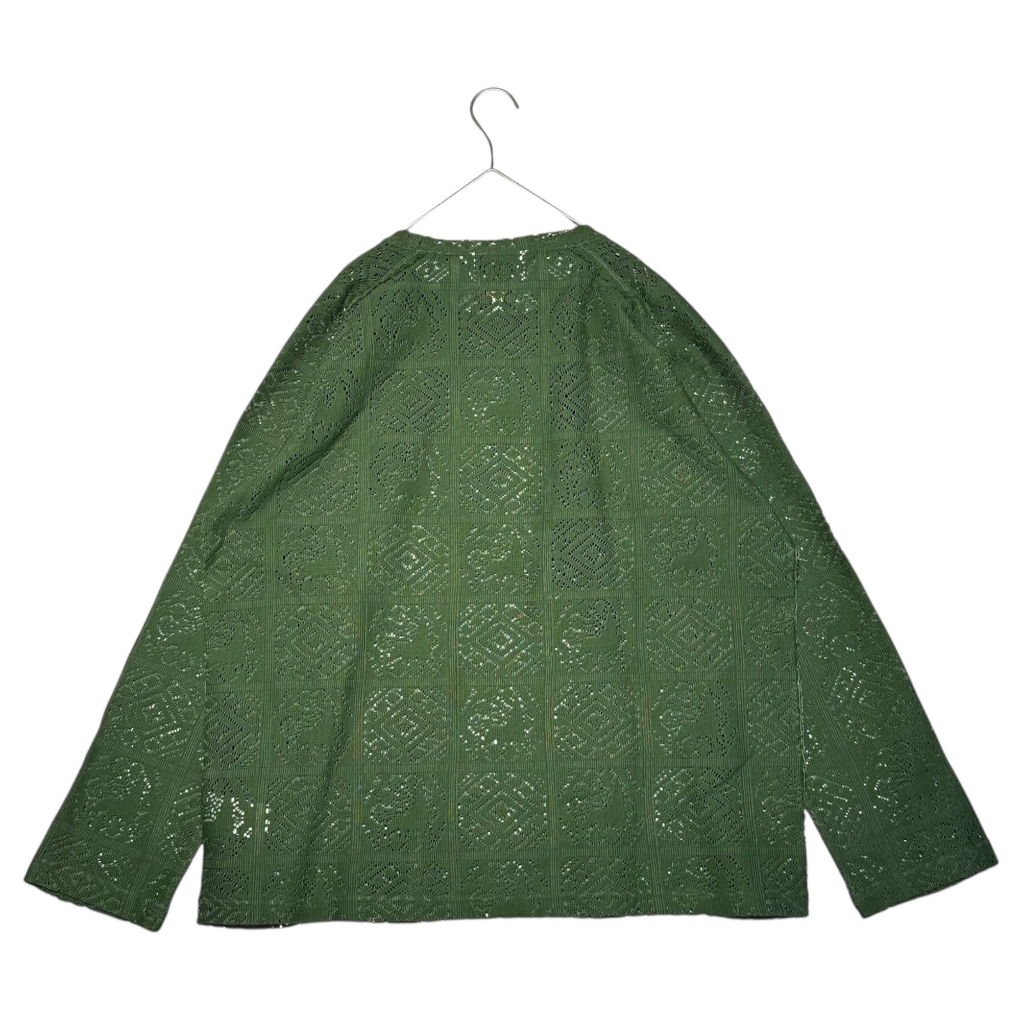 NEEDLES×SASQUATCH fabrix(ニードルズ×サスクワッチファブリックス) 23SS Jah Lion Race ジャ ライオン レース カットソー 23SS-CSS-071 M グリーン 長袖 メッシュ シアー コラボ