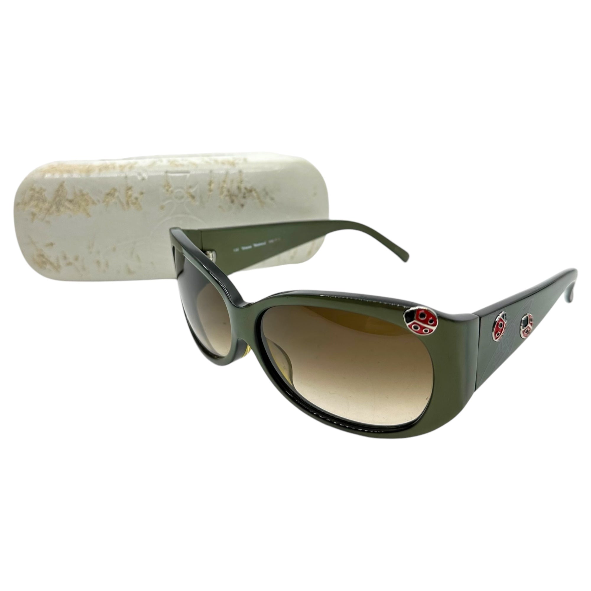 Vivienne Westwood(ヴィヴィアンウエストウッド) Ladybug Orb Logo Smoke Sunglasses てんとう虫 オーブ ロゴ スモーク サングラス VW-7731 61□13-130 オリーブ ロゴ