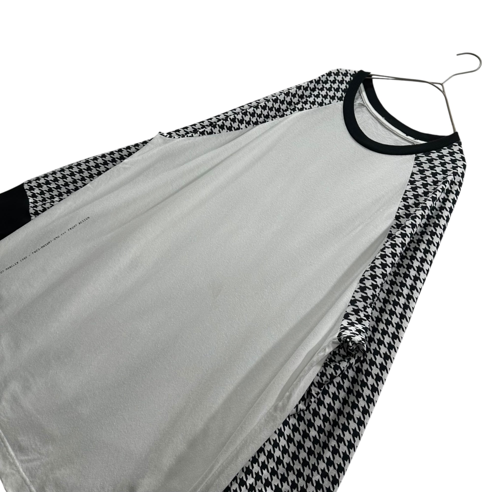 MONCLER×FRAGMENT DESIGN(モンクレール×フラグメントデザイン) 2023AW Houndstooth Raglan L/S T-Shirt 千鳥柄 ラグラン 長袖 Tシャツ I209U8D00003 XL ホワイト×ブラック MONCLER GENIUS