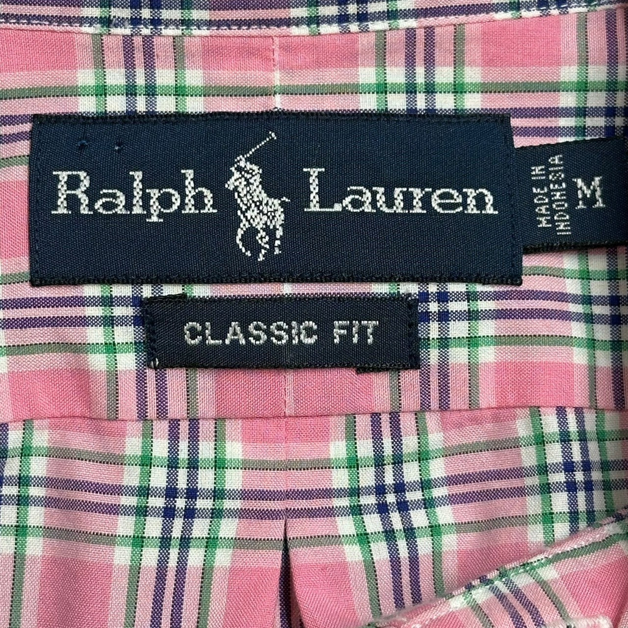 RALPH LAUREN(ラルフローレン) Logo embroidered S/S check shirt ロゴ 刺繍 半袖 チェック シャツ M ピンク