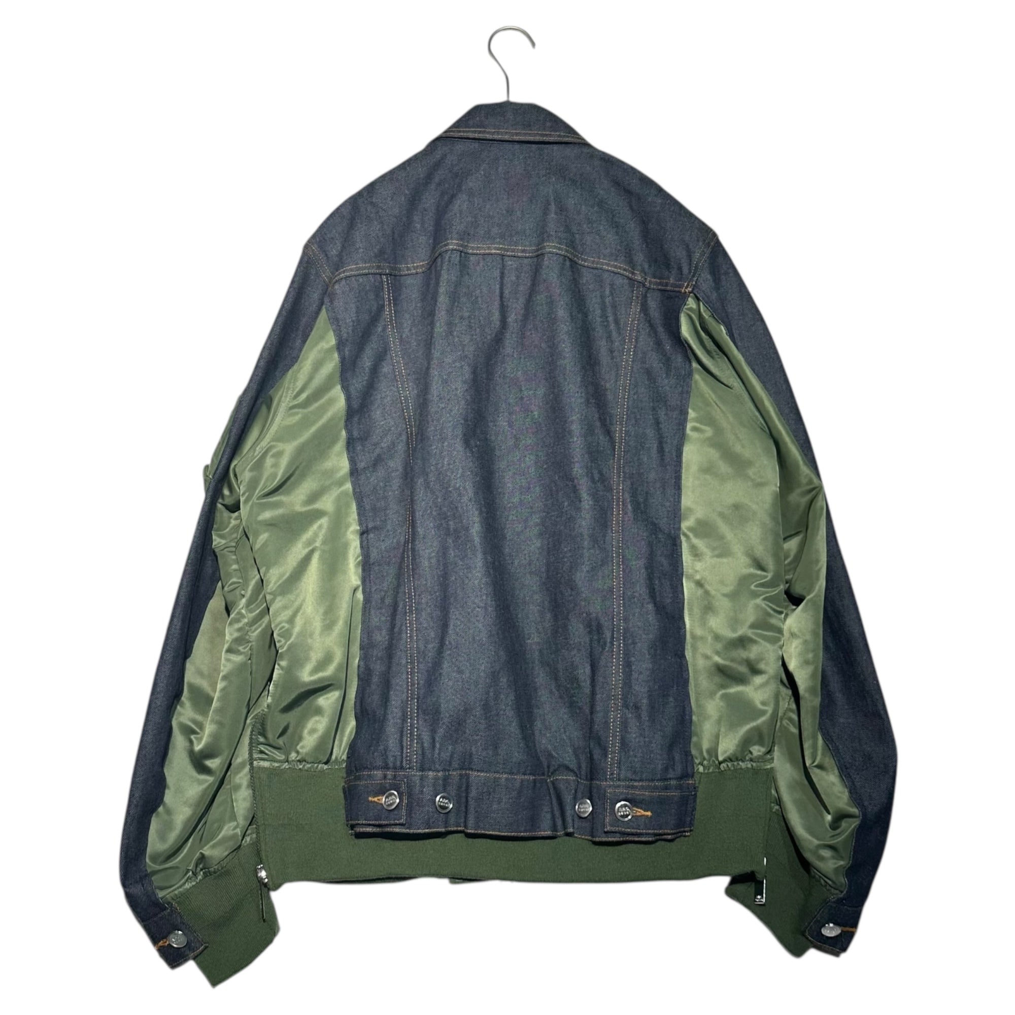 A.P.C.×sacai(アーペーセー×サカイ) BLOUSON EIMI denim jaket 切替 デニム ブルゾン ジャケット 21-0293S M インディゴ×カーキ