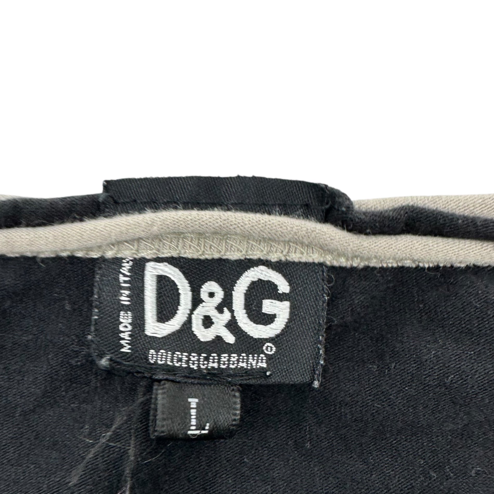 D&G(ディー&ジードルガバドルチェ&ガッバーナ) Chest Logo Henry Neck Long Sleeve Cut and Sewn 胸ロゴ ヘンリーネック 長袖 カットソー L ブラック×グレー