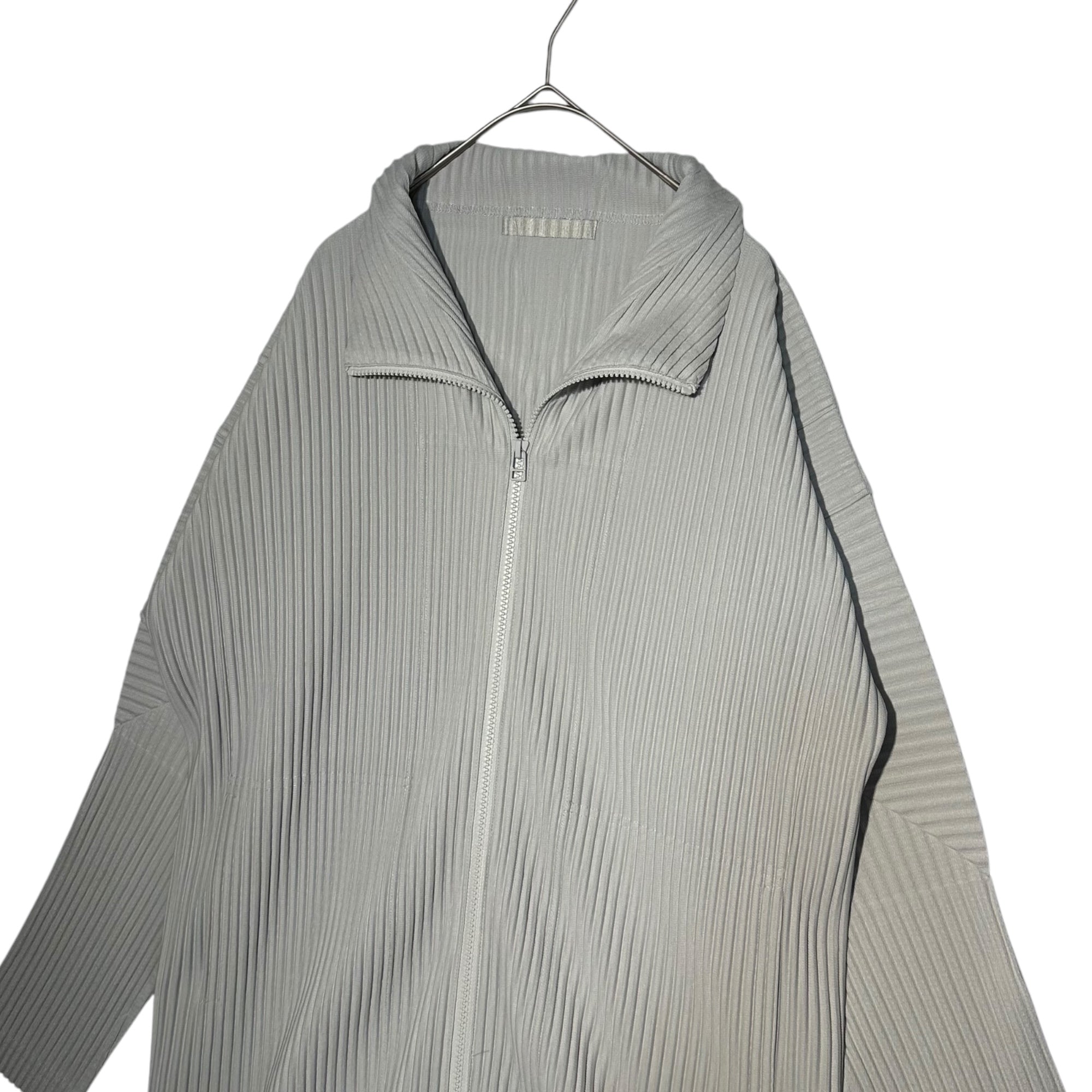 HOMME PLISSE ISSEY MIYAKE(オムプリッセイッセイミヤケ) Stand Collar Zip Up Pleated Shirt Jacket スタンドカラー ジップアップ プリーツ シャツ ジャケット HP55JL140 2(M程度) グレー