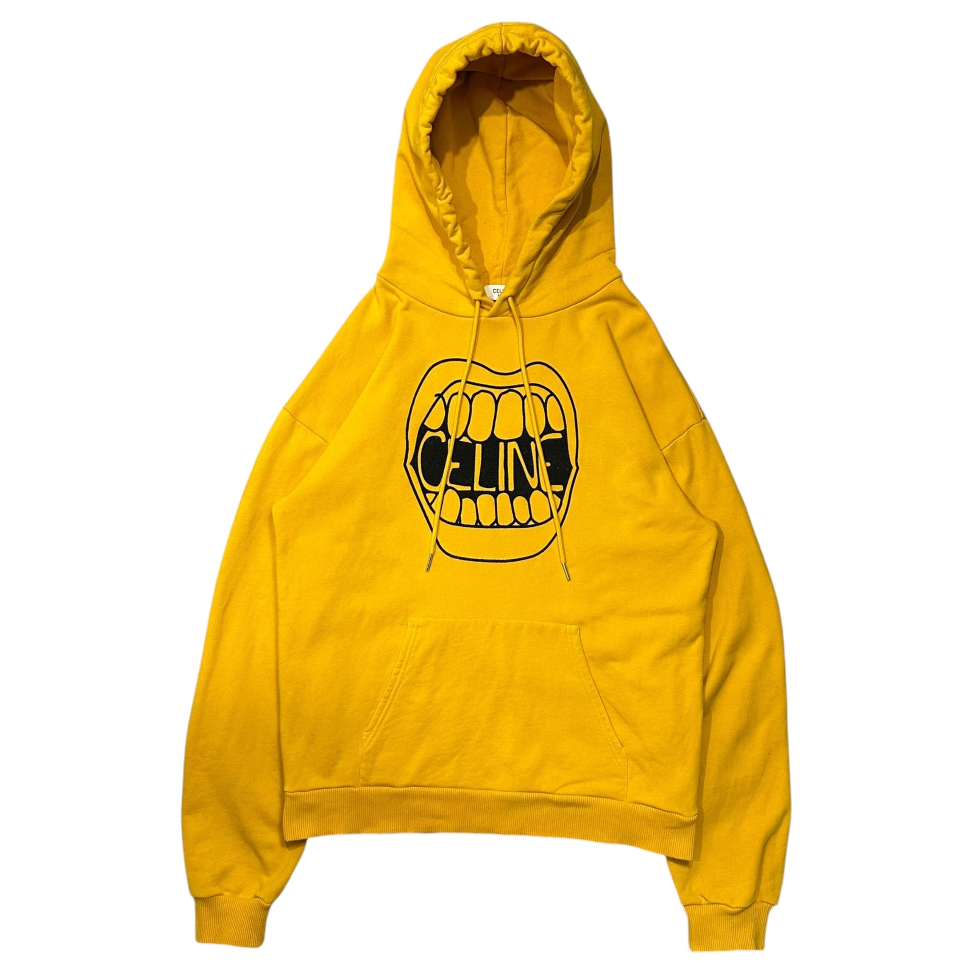 CELINE(セリーヌ) 2021SS Loose Hoodie In Cotton Fleece With Mouse Print ホップアップ限定 マウス ロゴ プルオーバー パーカー 2Y314052H S イエロー エディ期