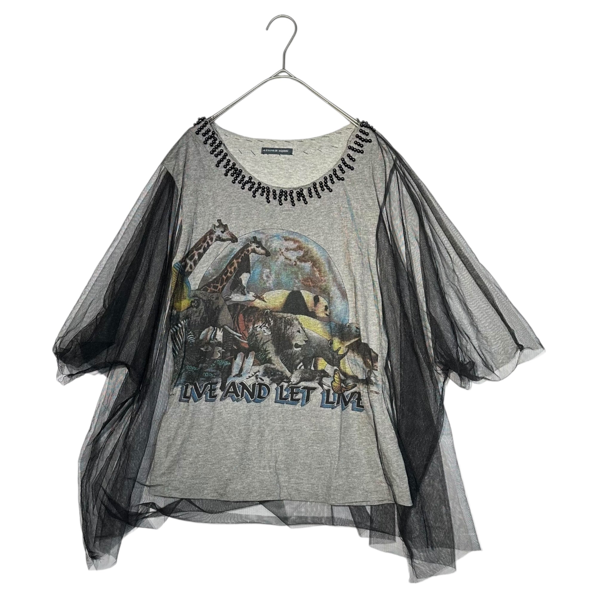 ALEXANDER MCQUEEN(アレキサンダーマックイーン) 09's live and let live Reconstruction Tulle Layered Blouse Cut and sewn 2009年 再構築 チュール レイヤード ブラウス カットソー FREE ブラック×グレー 古着再構築アイテム 本人期
