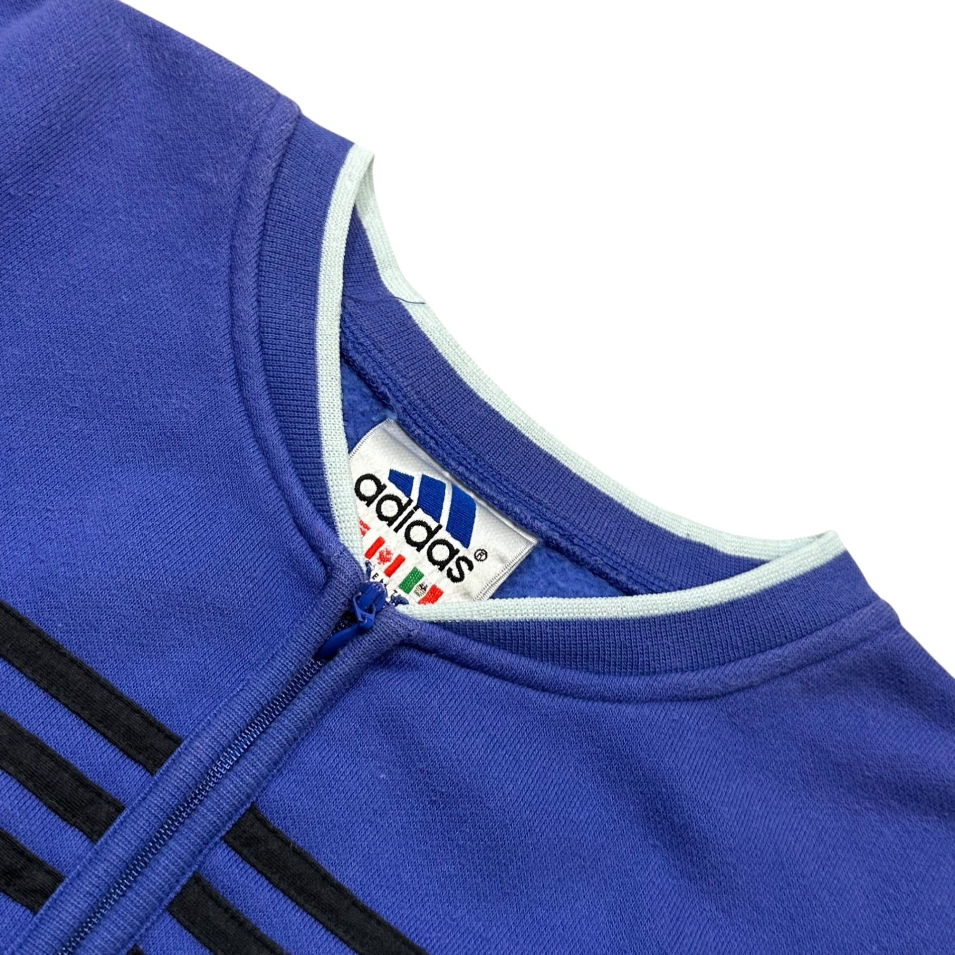 adidas(アディダス) 1990’s Half-Zip Sweatshirt ハーフジップ スウェット M パープル 90年代 万国旗タグ ガイコツ