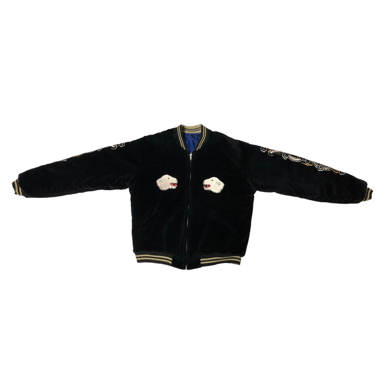 TAILOR TOYO(テーラー東洋) Souvenir jacket リバーシブル サテン ベロア スーベニア ジャケット スカジャン 横須賀 TT10727 L ブラック×ブルー 東洋エンタープライズ