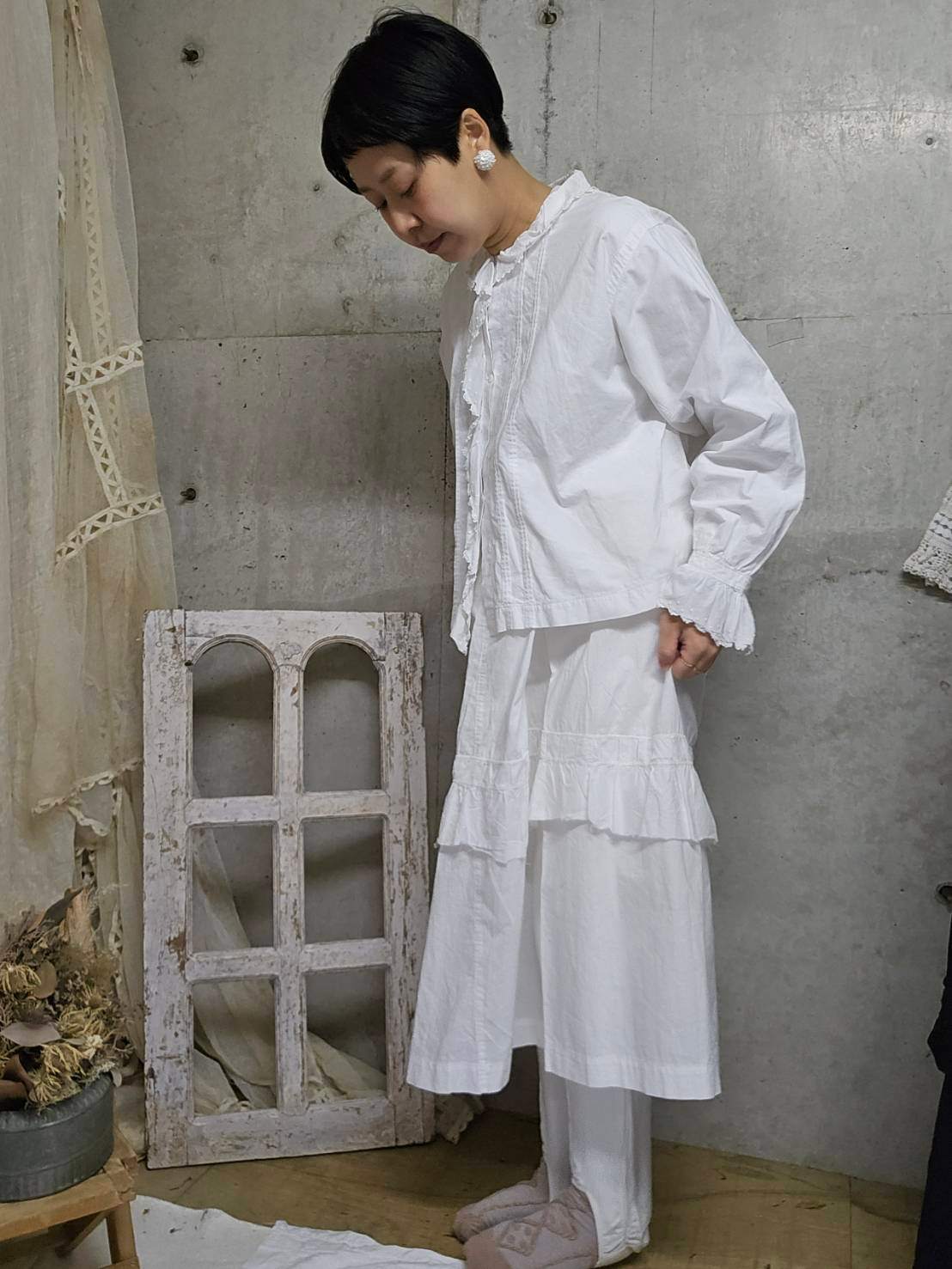 Euro Vintage(ヨーロッパヴィンテージ) Tabi_コットンジャージーパンツ 40(Mサイズ程度) ホワイト