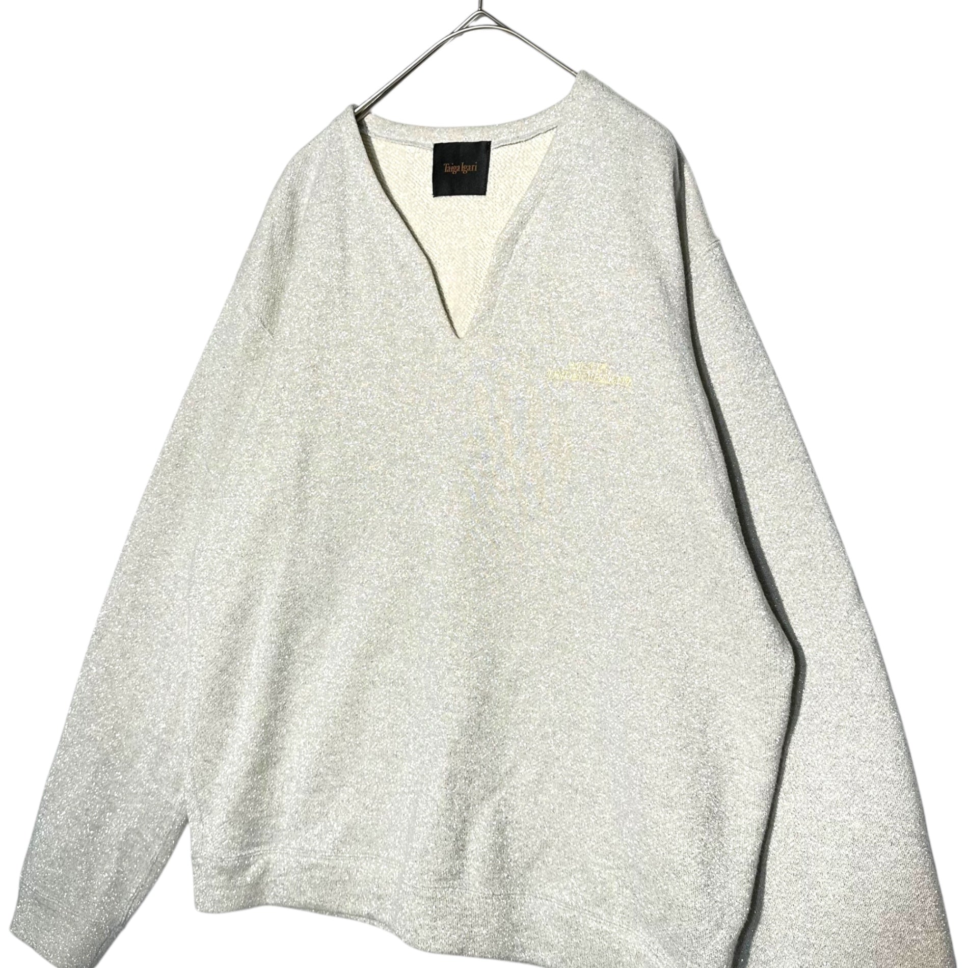 Taiga Igari(タイガイガリ) 23AW Pixie Dust Sweat Shirt ピクシー ダスト スウェット TI055017 M グレー ラメ Vネック