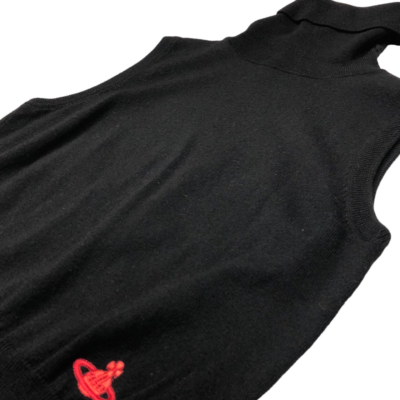 Vivienne Westwood RED LABEL(ヴィヴィアンウエストウッドレッドレーベル) Sleeveless high neck knit pull over/スリーブレスハイネックニットプルオーバー/オリゾンティ/オールド/00s JB357-001-15008JD SIZE 2(M) ブラック×レッド