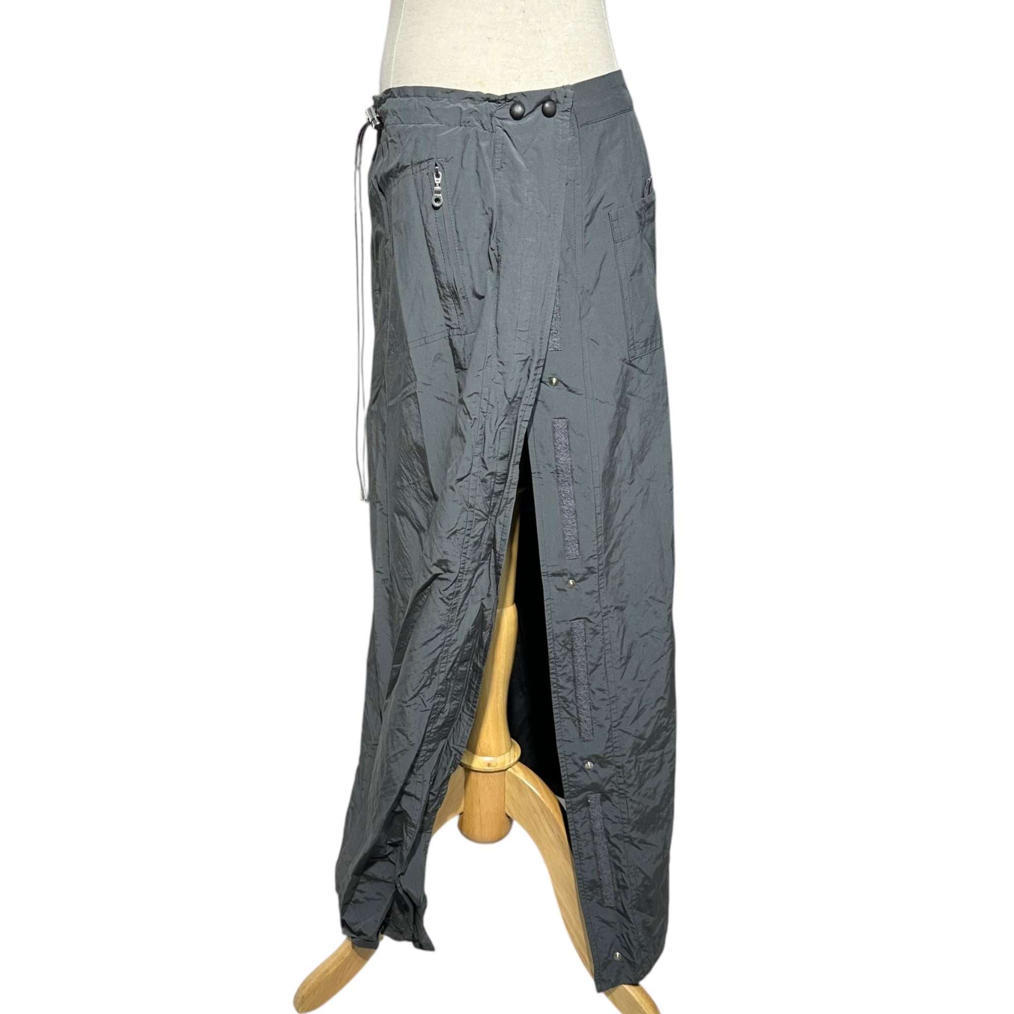 i Blues(イブルース) 00's Nylon Gimmick Slit Long Skirt ナイロン ギミック スリット ロング スカート 42(L程度) グレー