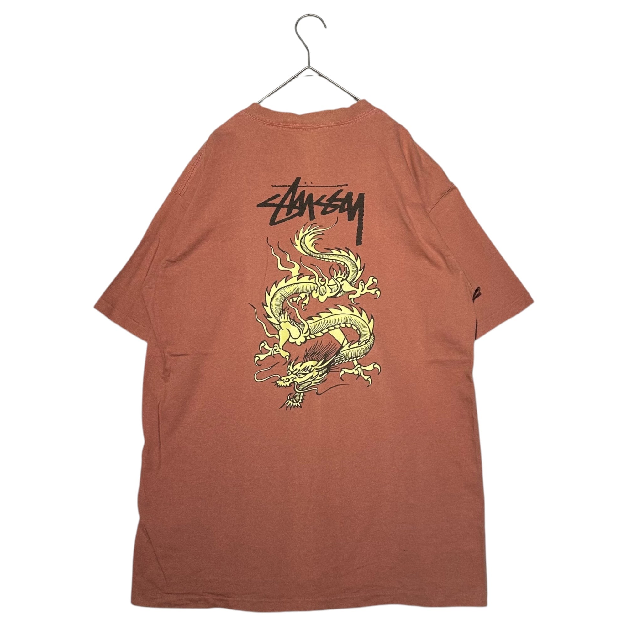STUSSY(ステューシー) 80's Dragon Logo Print Vintage T-Shirt ドラゴン ロゴ プリント Tシャツ L オレンジ 80年代 黒タグ 半袖 龍