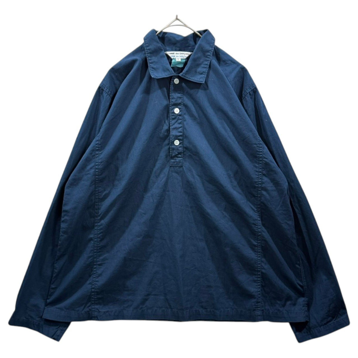 COMME des GARCONS COMME des GARCONS(コムデギャルソンコムデギャルソン) 2002SS Garment-Dyed Pullover Regular-Collar Shirt 製品染め プルオーバー レギュラー カラー シャツ S10B001 S ネイビー 00s アーカイブ