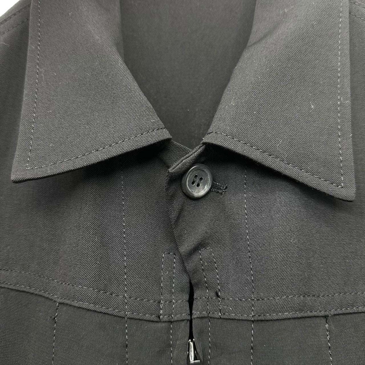 YOHJI YAMAMOTO NOIR(ヨウジヤマモトノアール) Wool gabardine zip-up layered long-sleeved jacket ウール ギャバジン ジップアップ レイヤード 長袖 ジャケット NN-J06-810 2(M程度) ブラック 男性着用可能