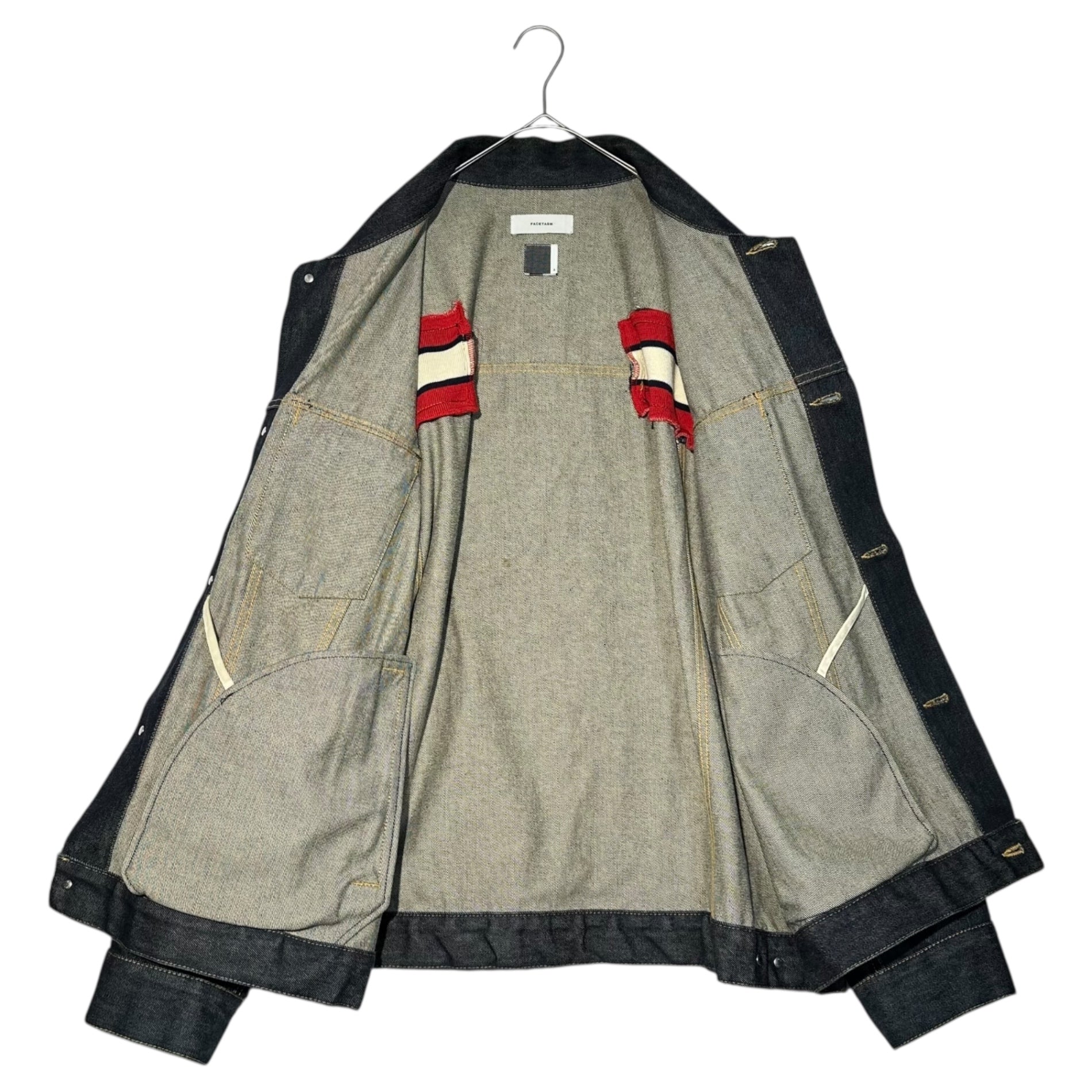 FACETASM(ファセッタズム) RIB DENIM JACKET リブ デニム ジャケット ZUK-6220-06 3 インディゴ 著名人着用モデル トラッカー