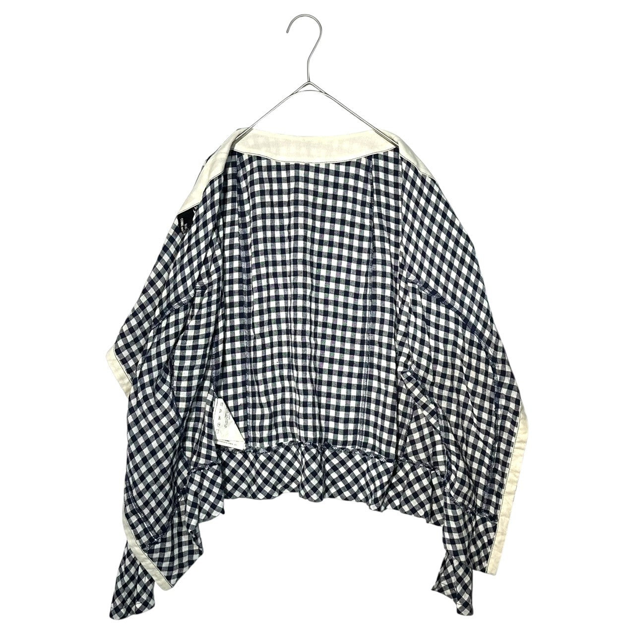 tricot COMME des GARCONS(トリココムデギャルソン) 17SS Gingham Check Linen Blend Back Open Sleeveless Blouse ギンガム チェック リネン ミックス バックオープン ノースリーブ ブラウス TS-B021 M ネイビー×ホワイト AD2016