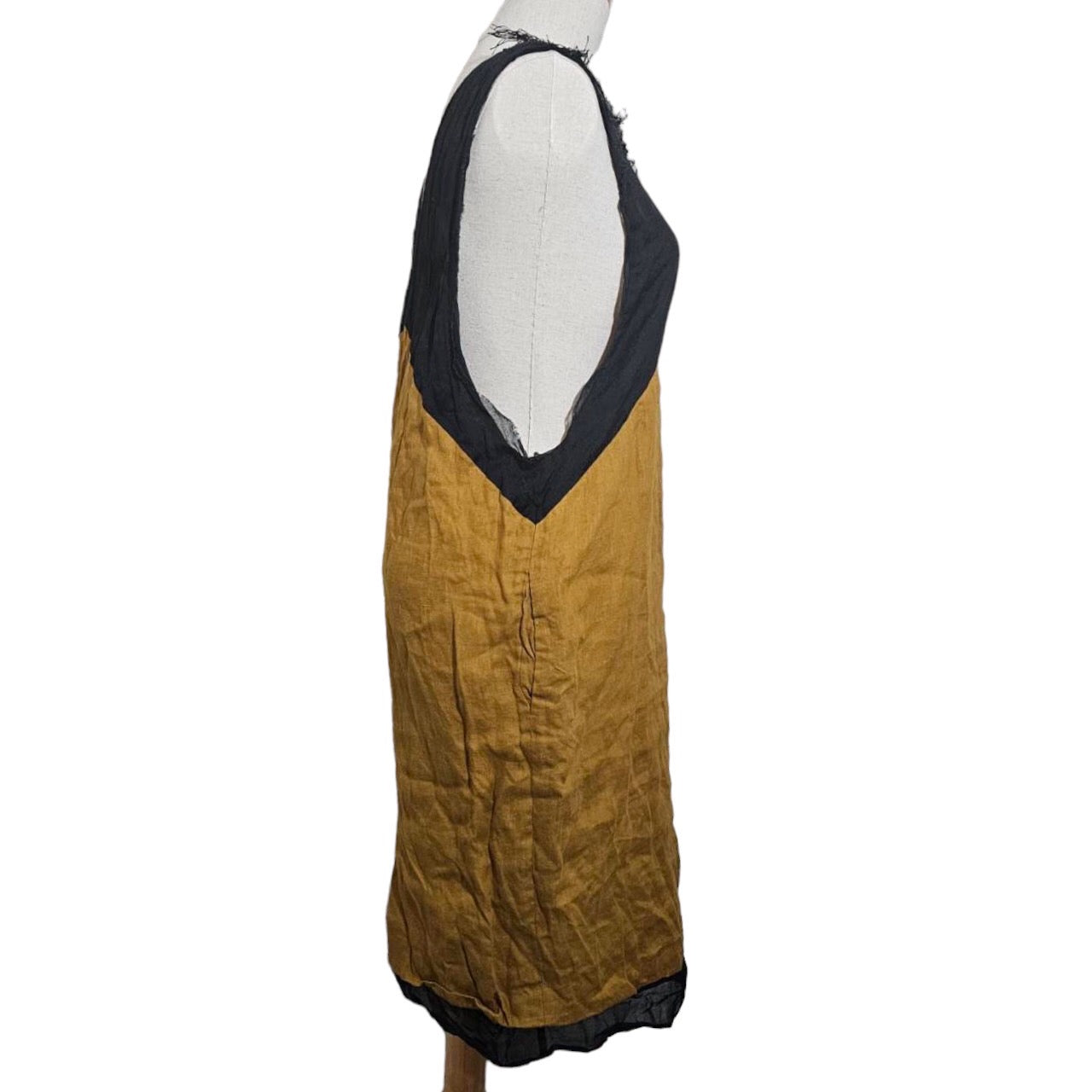 Tabrik(タブリク) リネンシルクノースリーブワンピース SIZE FREE マスタード×ブラック