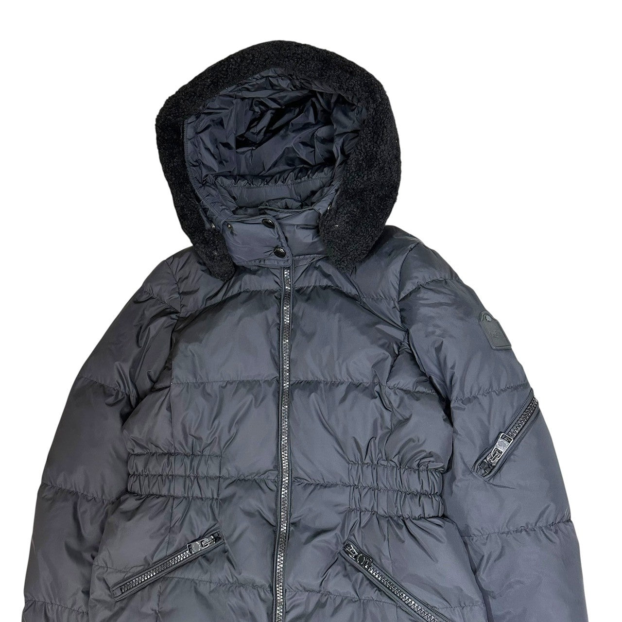 COACH(コーチ) Sheep Mouton Trim Nylon Down Jacket シープ ムートン トリム ナイロン ダウン ジャケット F86126 S ブラック