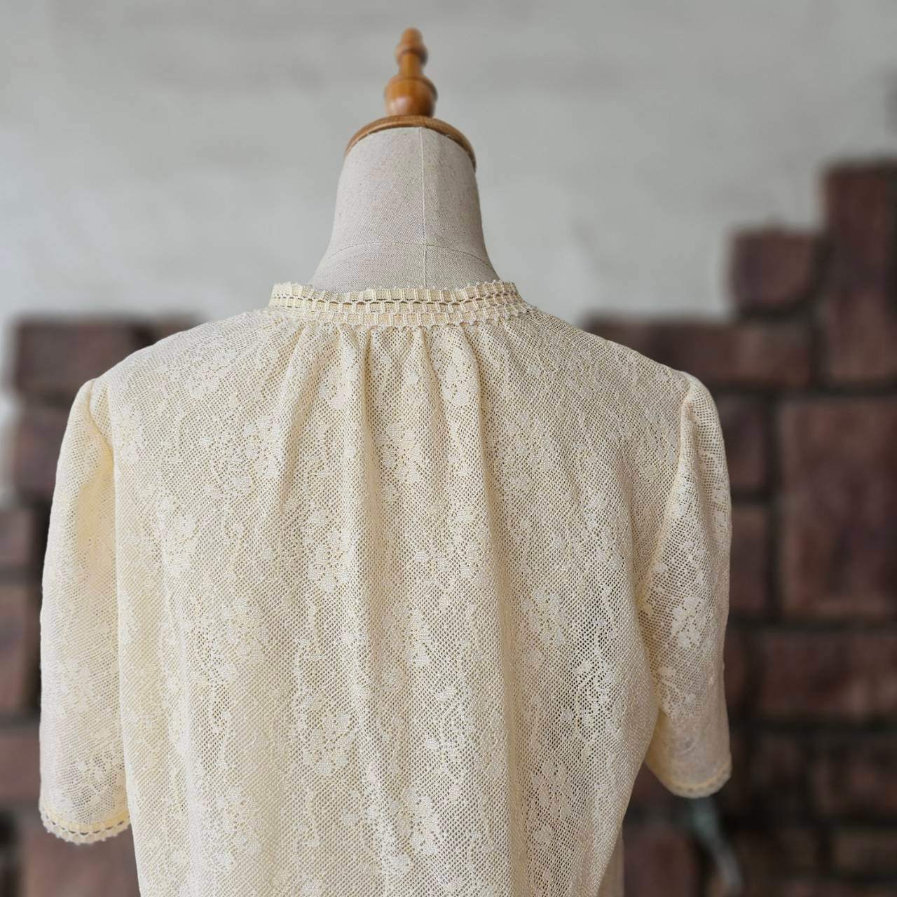 VINTAGE(ヴィンテージ) 60~70's knit lace pullover button dress ニットレース プルオーバー ボタン ワンピース SIZE 40(M~L) ベージュ SWISS VINTAGE