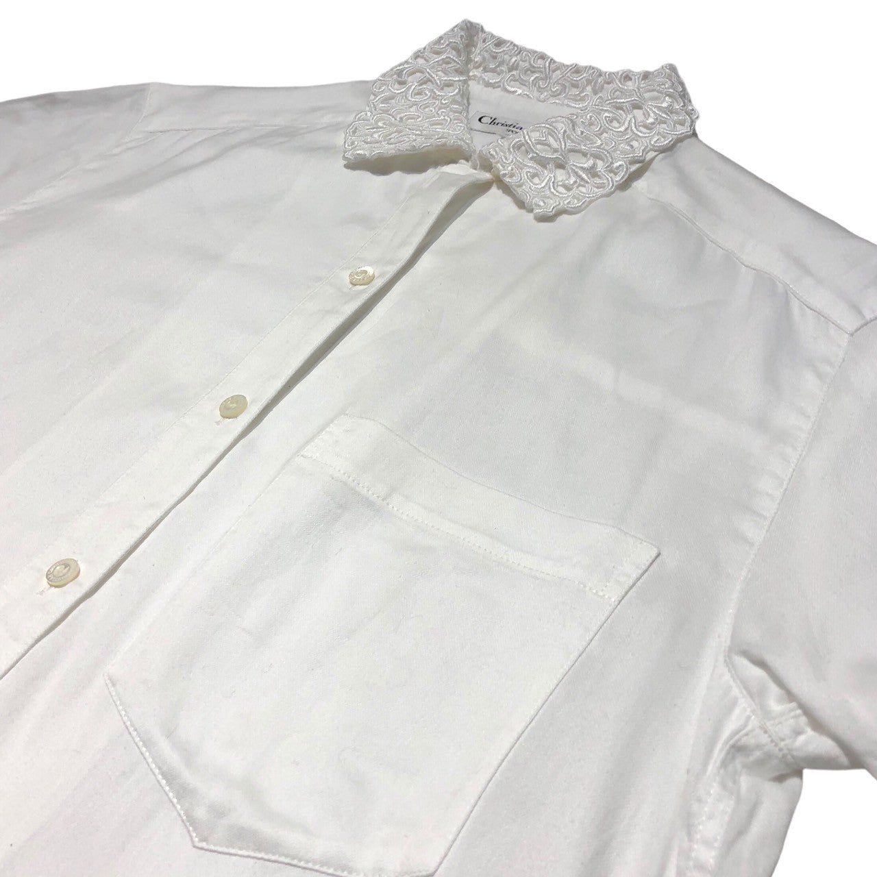 Christian Dior SPORTS(クリスチャンディオールスポーツ) 00s lace collar short sleeve shirt レース カラー 半袖シャツ S ホワイト ヴィンテージ ブラウス