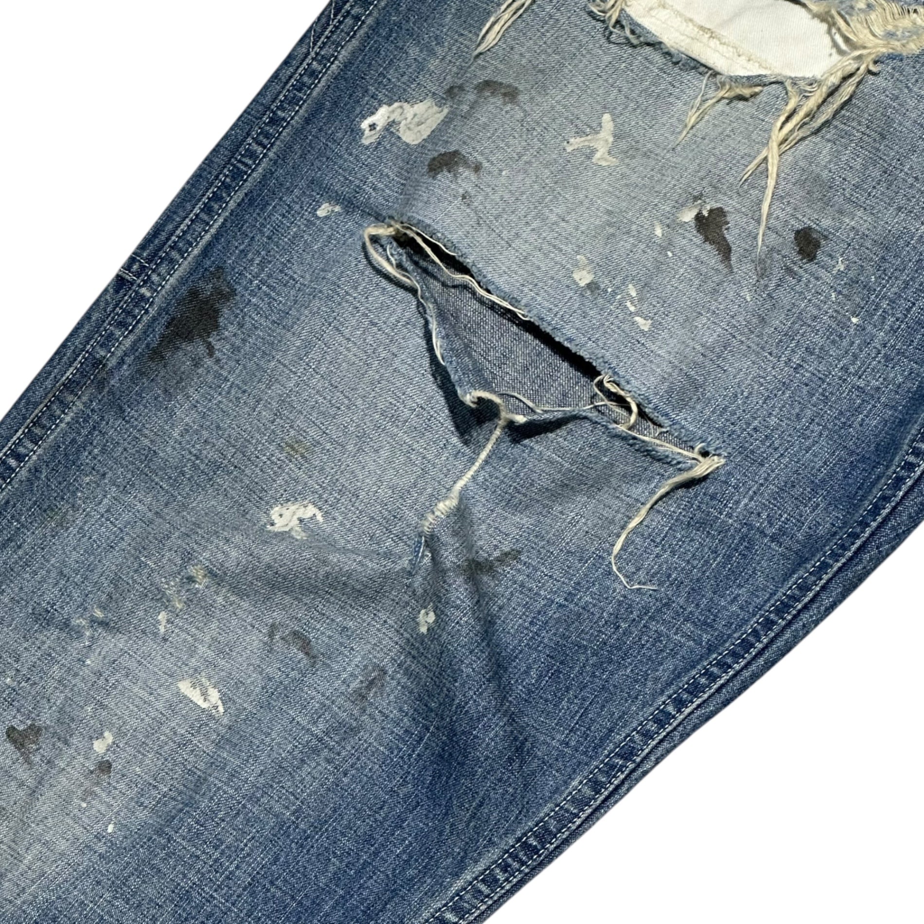 SAINT MICHAEL(セントマイケル) 24SS DENIM PANTS PAINTER BLUE ヴィンテージ加工 ペインター デニム パンツ SM-YS3-0000-051 S ライトインディゴ ダメージ