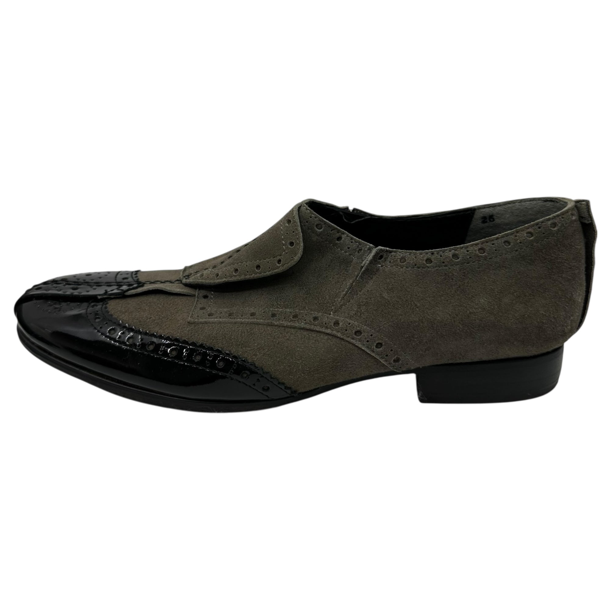 tricot COMME des GARCONS(トリココムデギャルソン) Medallion Side-Gore Patent Suede Shoes メダリオン サイドゴア パテント スウェード シューズ 25cm ブラック×ブラック レザー
