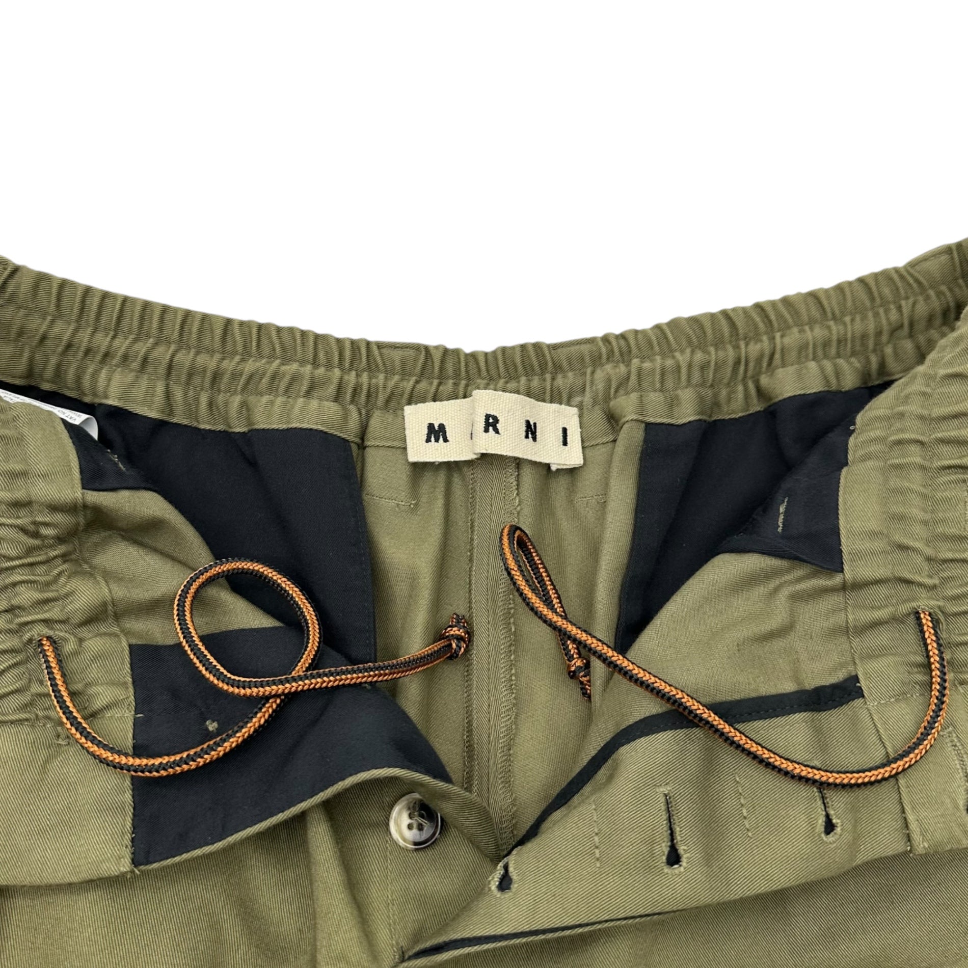 MARNI(マルニ) 22SS Cotton twill 1P shirred tapered pants コットン ツイル 1P シャーリング テーパード パンツ PUMU0017A0 46 オリーブ