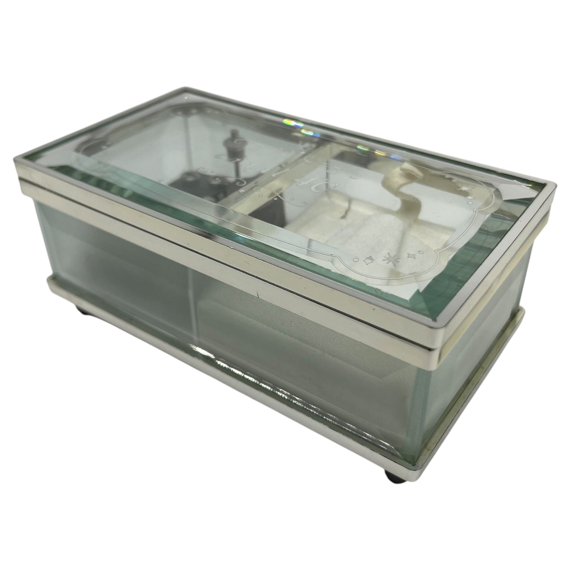 4℃(ヨンドシー) 10K チェーン ネックレス ハート ペンダント シルバー オルゴール ケース 付き