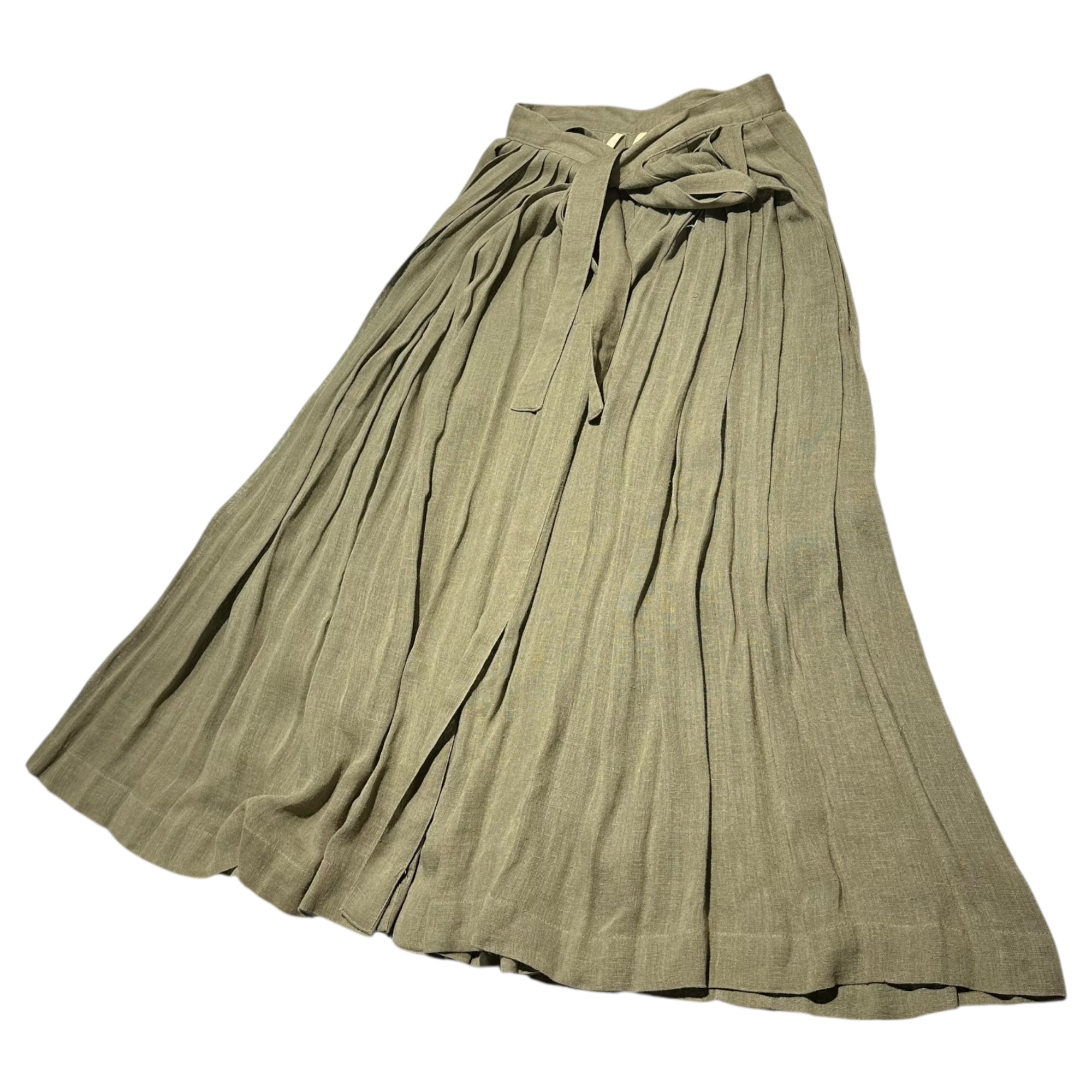 ISSEY MIYAKE(イッセイミヤケ) 70's Vintage Pleated Long Wrap Skirt 70年代 ヴィンテージ プリーツ 巻き スカート JL52039 9号(M~L程度) ベージュ 初期 筆タグ