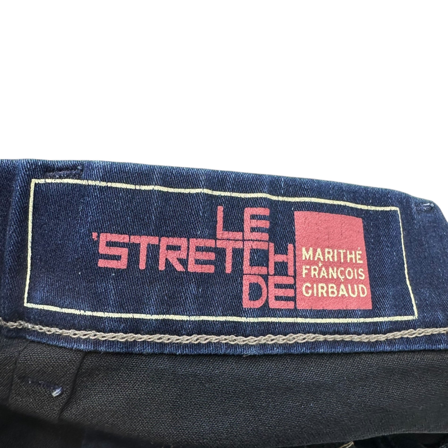 MARITHE FRANCOIS GIRBAUD(マリテフランソワジルボー) 00's Line Hem Print Stretch Denim Pants 裾 ライン プリント ストレッチ デニム パンツ F5-1624 SS インディゴ Y2K