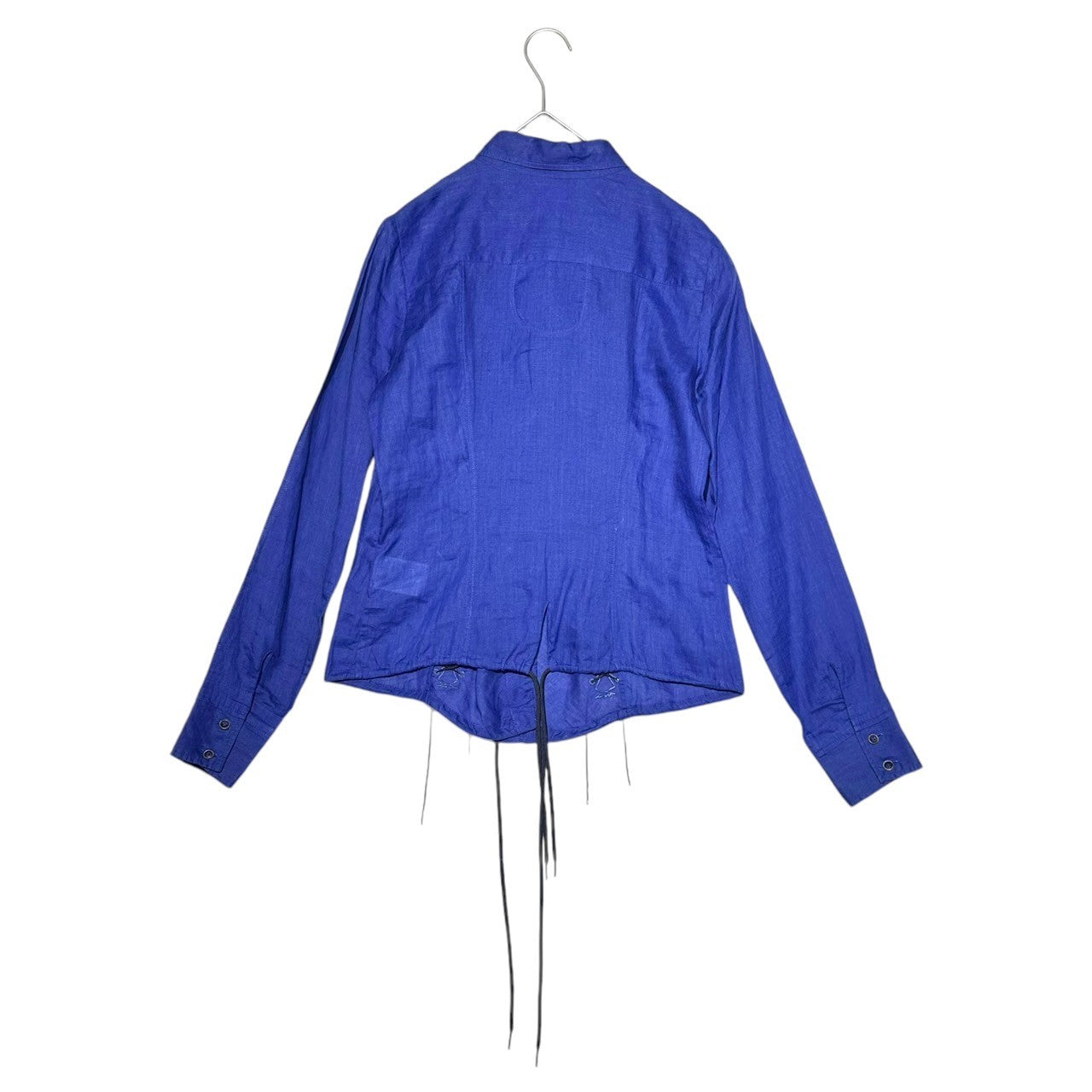 MARITHE FRANCOIS GIRBAUD(マリテフランソワジルボー) 00s Side Lace-Up Linen Shirt 00年代 サイド レースアップ リネン シャツ F6-5354 S ブルー