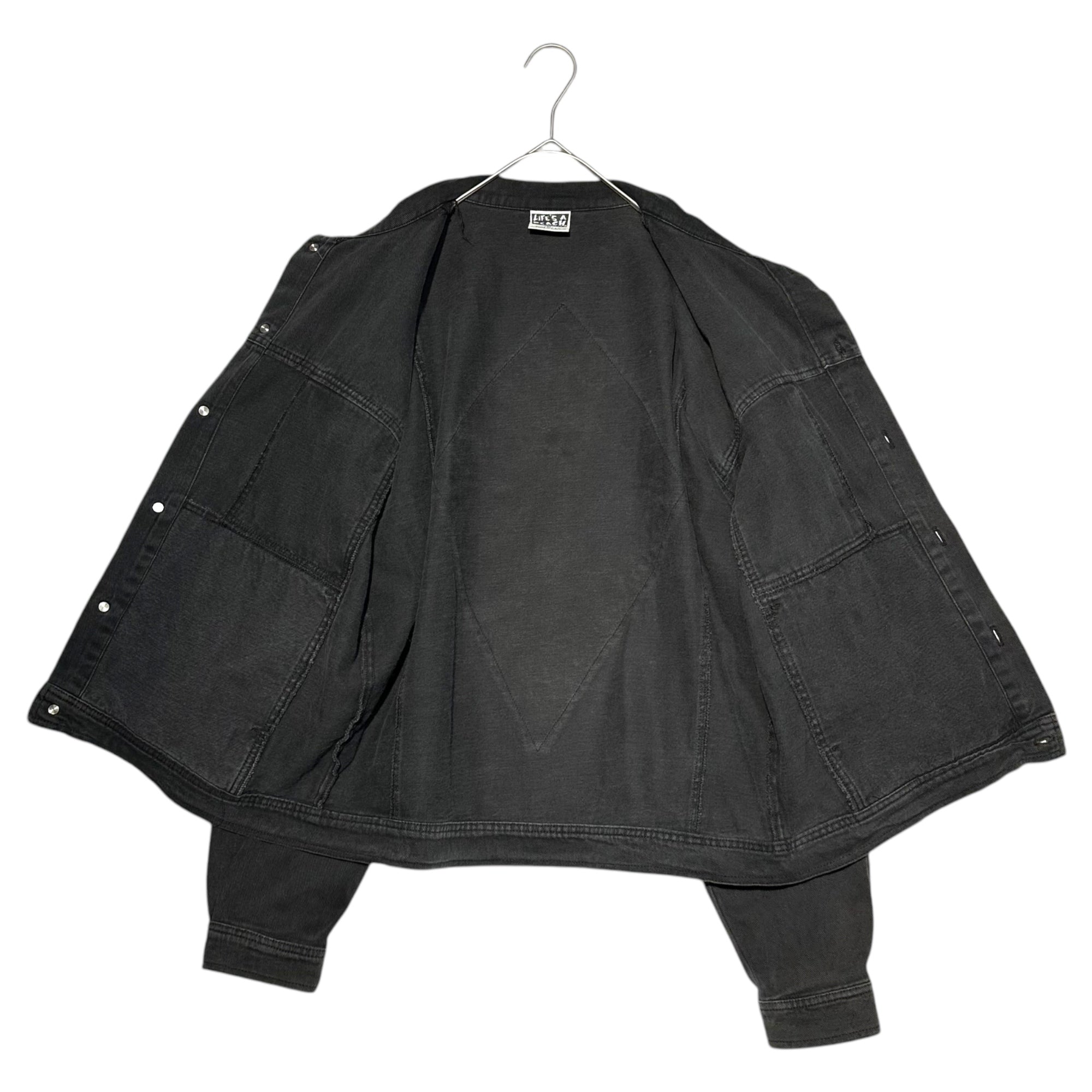 LIFE'S A BEACH(ライフイズアビーチ) 80’s VINTAGE BACK SKULL 2nd TYPE TRACKER JACKET ヴィンテージ バックスカル セカンド トラッカー ジャケット デニム M ブラック 80年代 BAD BOY バッドボーイ