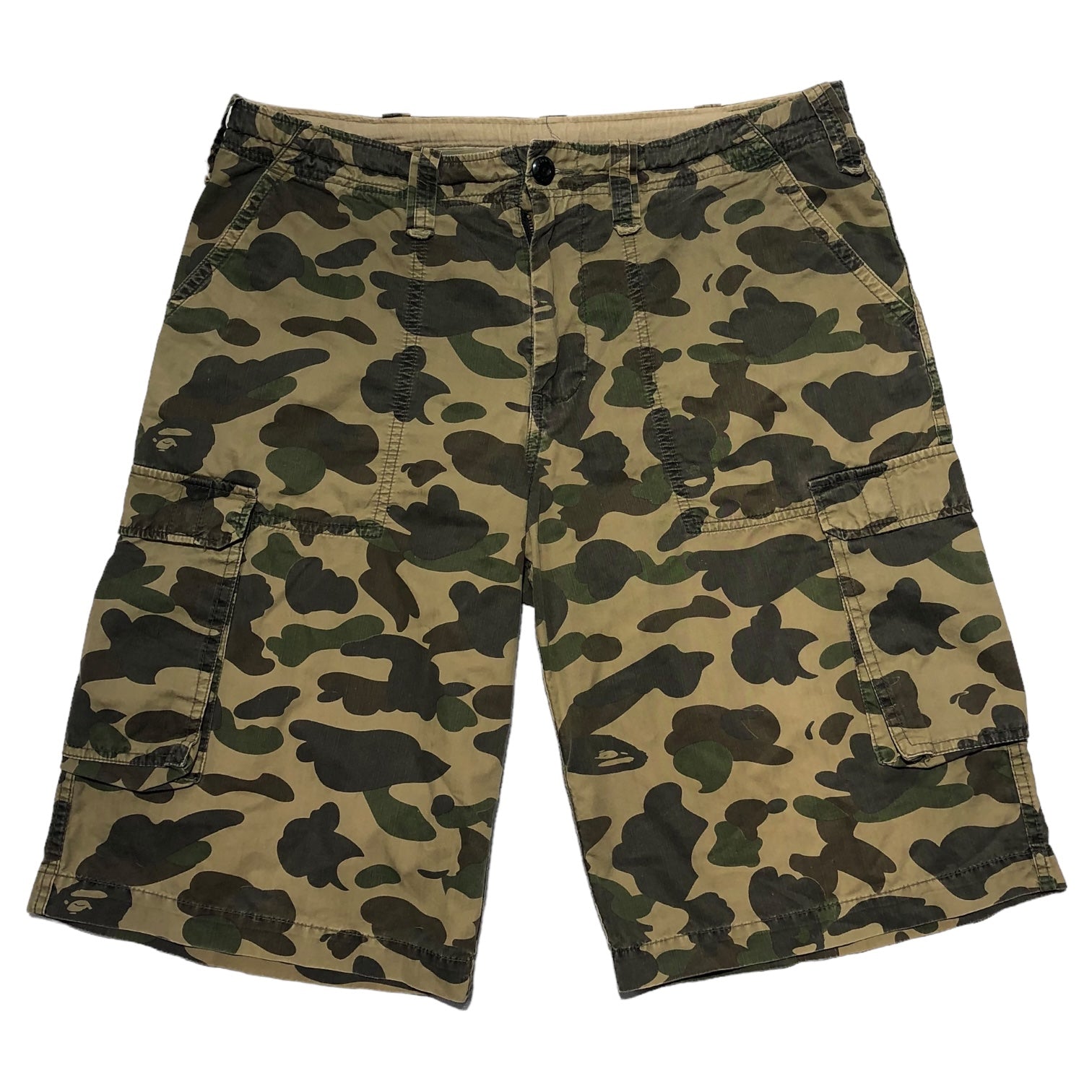 A BATHING APE(アベイシングエイプ) 00's Camouflage cargo half pants カモフラ カーゴ ハーフ パンツ  L カーキ