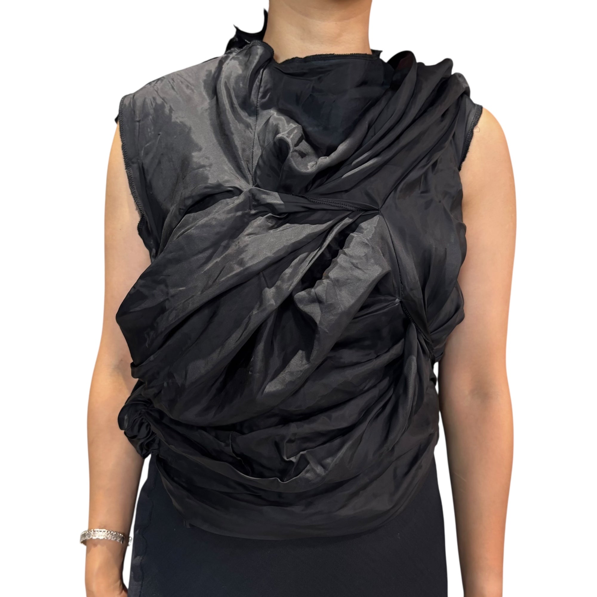 COMME des GARCONS(コムデギャルソン) 11AW Twisted volume gathered sleeveless blouse 捻じれ ボリュームギャザー ノースリーブ ブラウス GH-B016 S ブラック AD2011