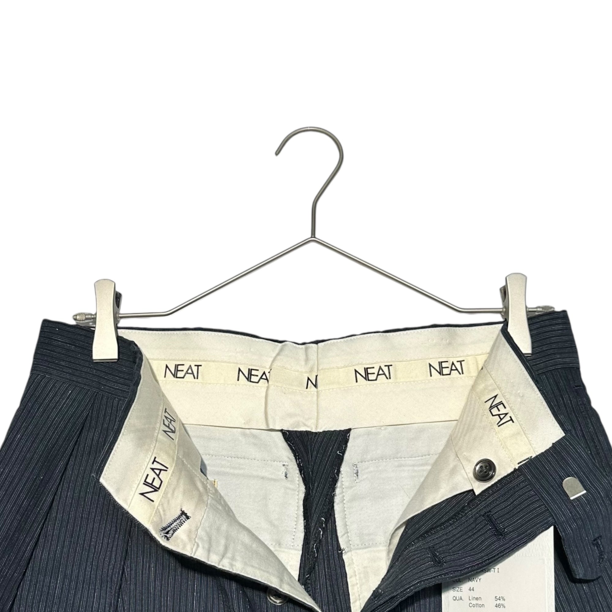NEAT(ニート) 23SS Lanificio Luigi Ricceri Wide-type1 ストライプ ワイド パンツ 23-01RSW-TI 44 ネイビー スラックス