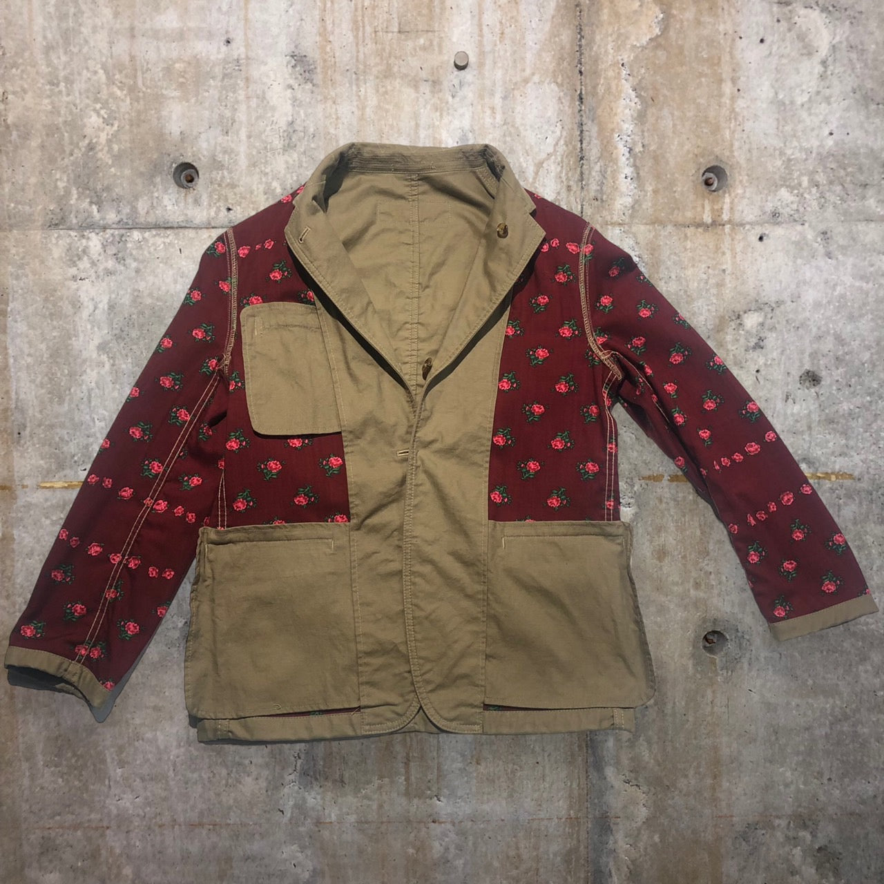 COMME des GARCONS HOMME(コムデギャルソンオム) 04'sコットン3Bジャケット HM-J007 S ベージュ AD2003 ライニング薔薇