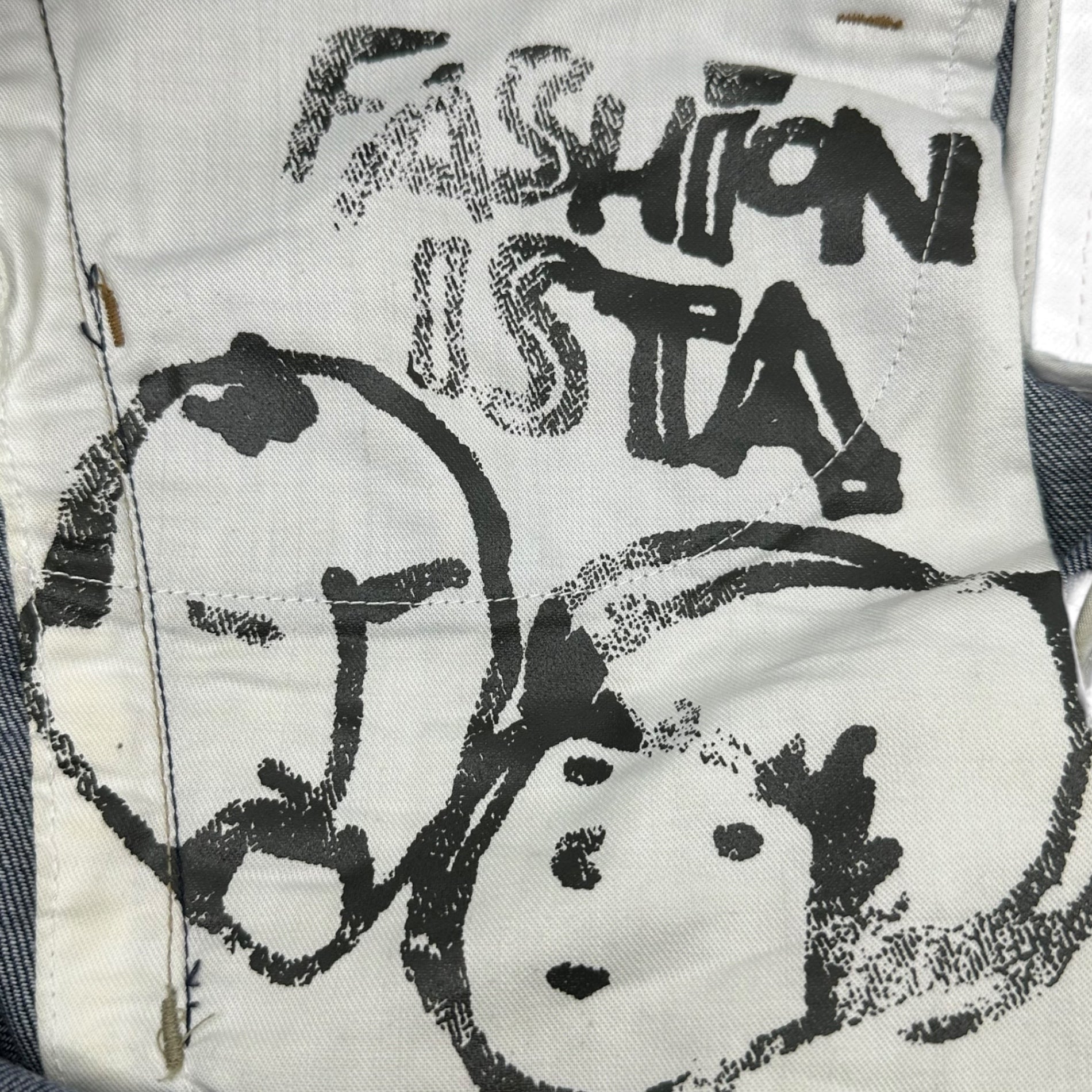 MARITHE FRANCOIS GIRBAUD(マリテフランソワジルボー) 00's Striped Washed Printed Straight Denim Pants ストライプ ウォッシュ加工 プリント ストレート デニム パンツ M7-1789 M インディゴ Y2K アーカイブ